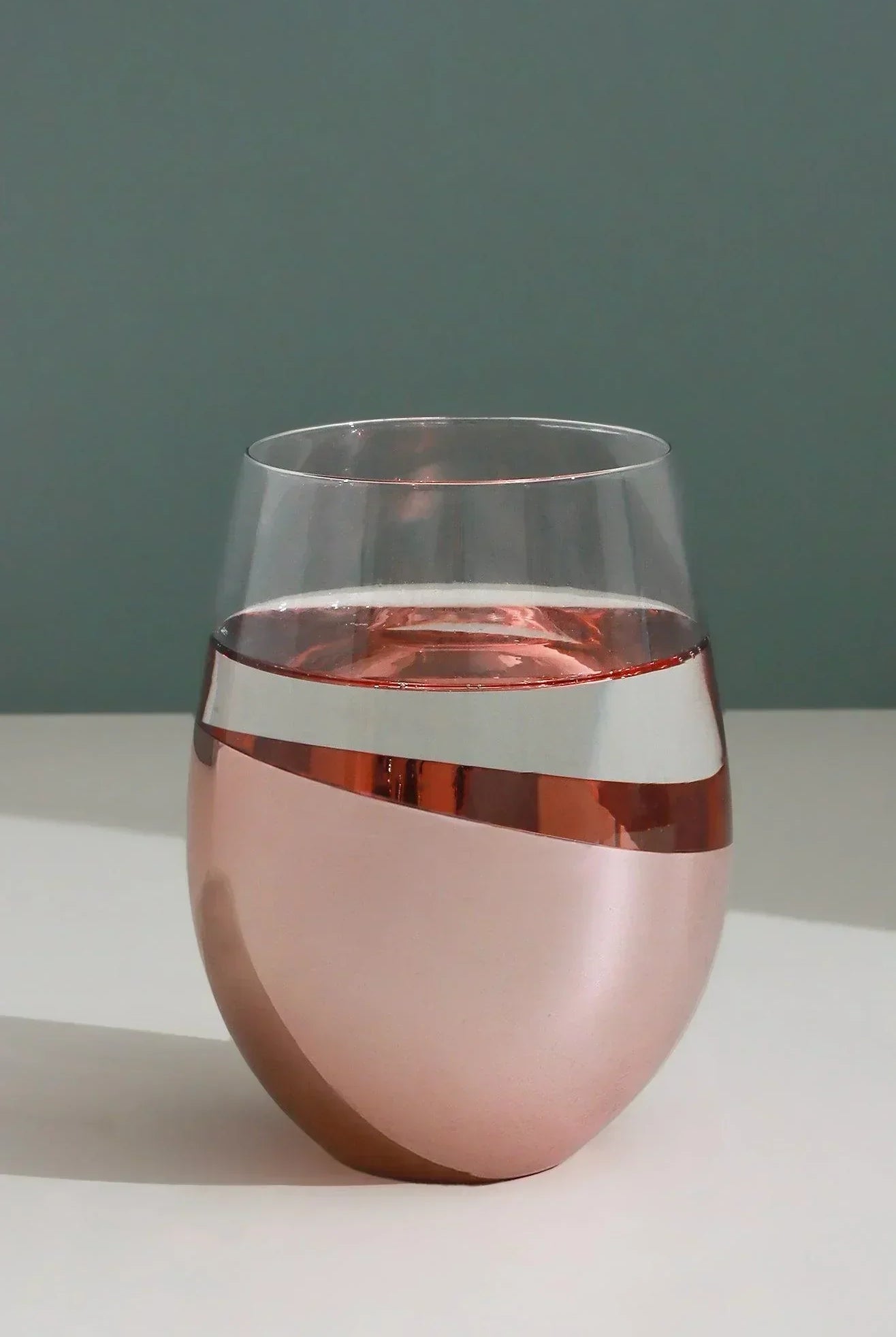 Set of 4 Sephora Two-Tone Rose Gold Tumbler Glasses Elegant Metallic Finish - G Decor