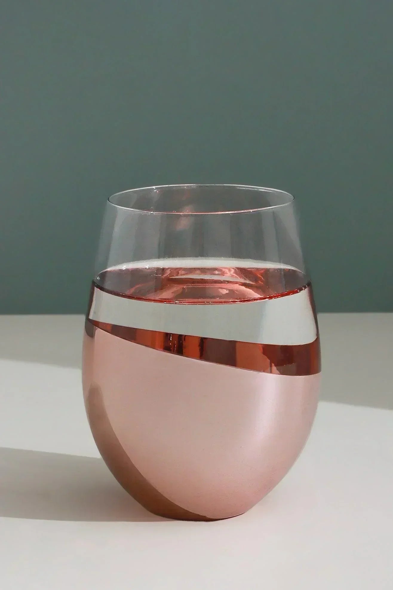 Set of 4 Sephora Two-Tone Rose Gold Tumbler Glasses Elegant Metallic Finish - G Decor