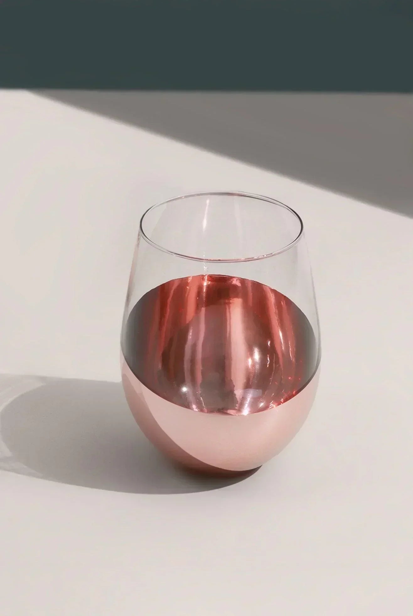 Set of 4 Sephora Two-Tone Rose Gold Tumbler Glasses Elegant Metallic Finish - G Decor