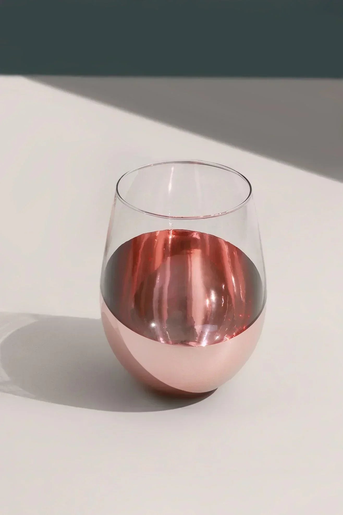 Set of 4 Sephora Two-Tone Rose Gold Tumbler Glasses Elegant Metallic Finish - G Decor