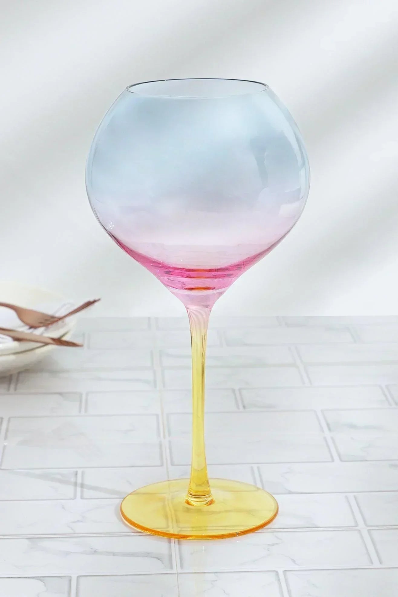 Set of 4 Sunset Rainbow Iridescent Gin Glasses Vibrant & Party-Ready - G Decor