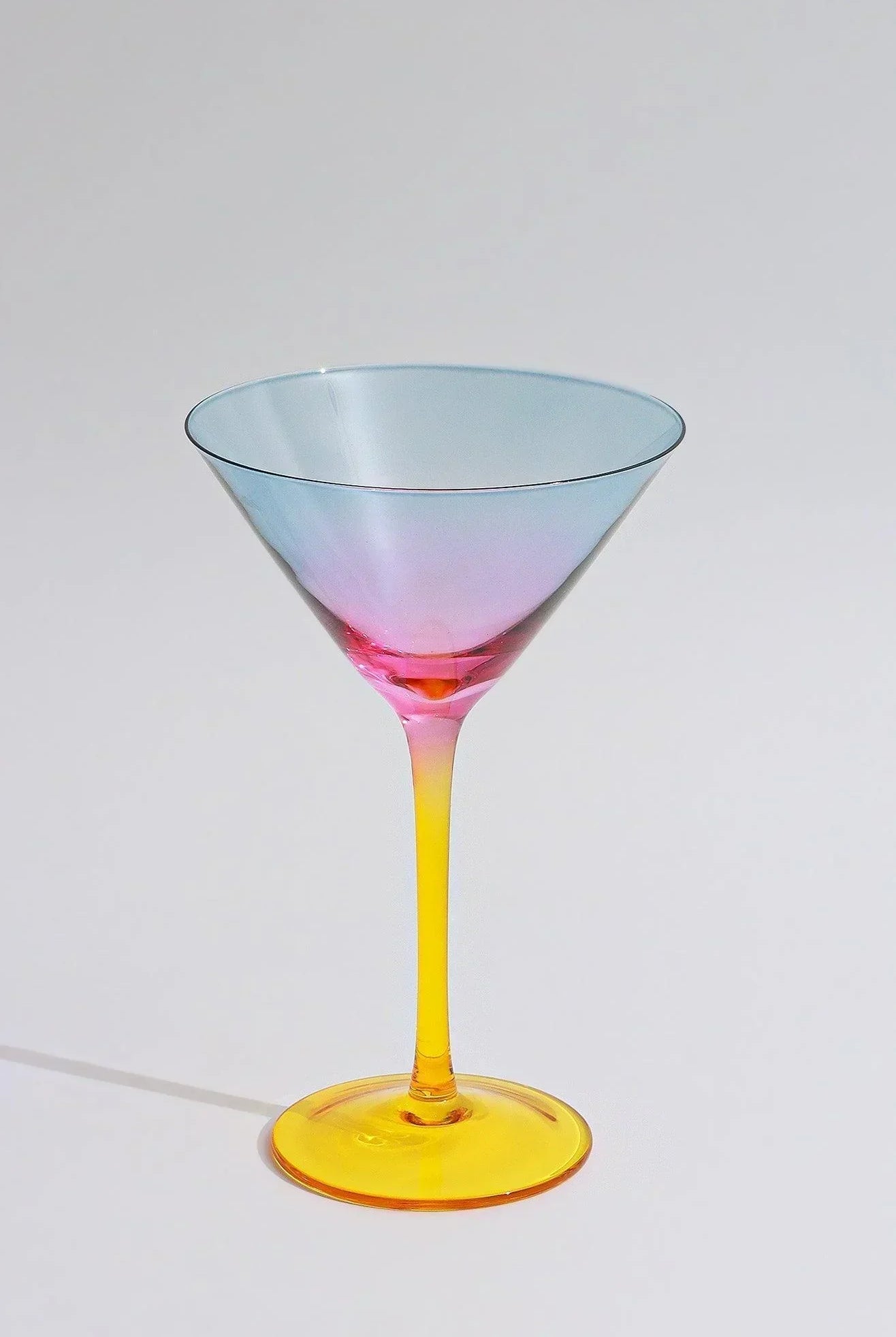 Set of 4 Sunset Rainbow Iridescent Martini Glasses Striking Cocktailware - G Decor