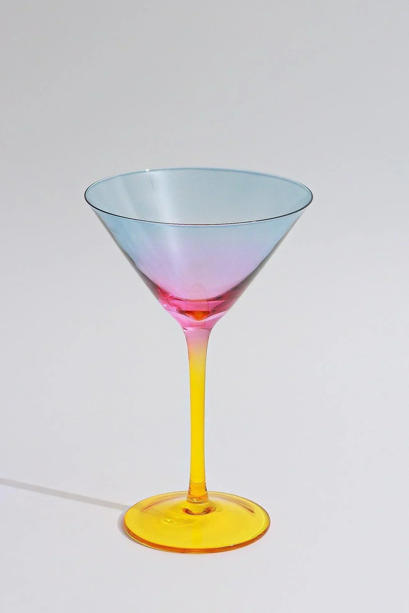 Set of 4 Sunset Rainbow Iridescent Martini Glasses Striking Cocktailware - G Decor