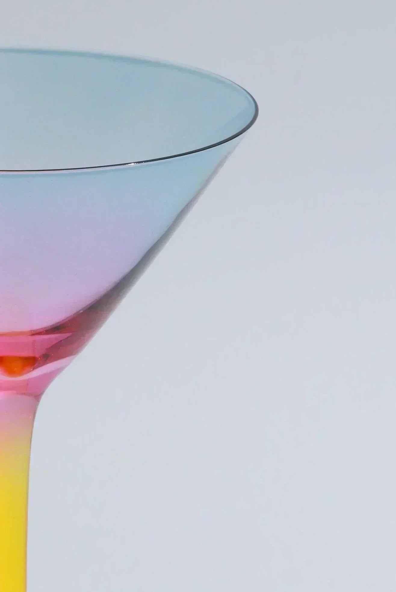 Set of 4 Sunset Rainbow Iridescent Martini Glasses Striking Cocktailware - G Decor