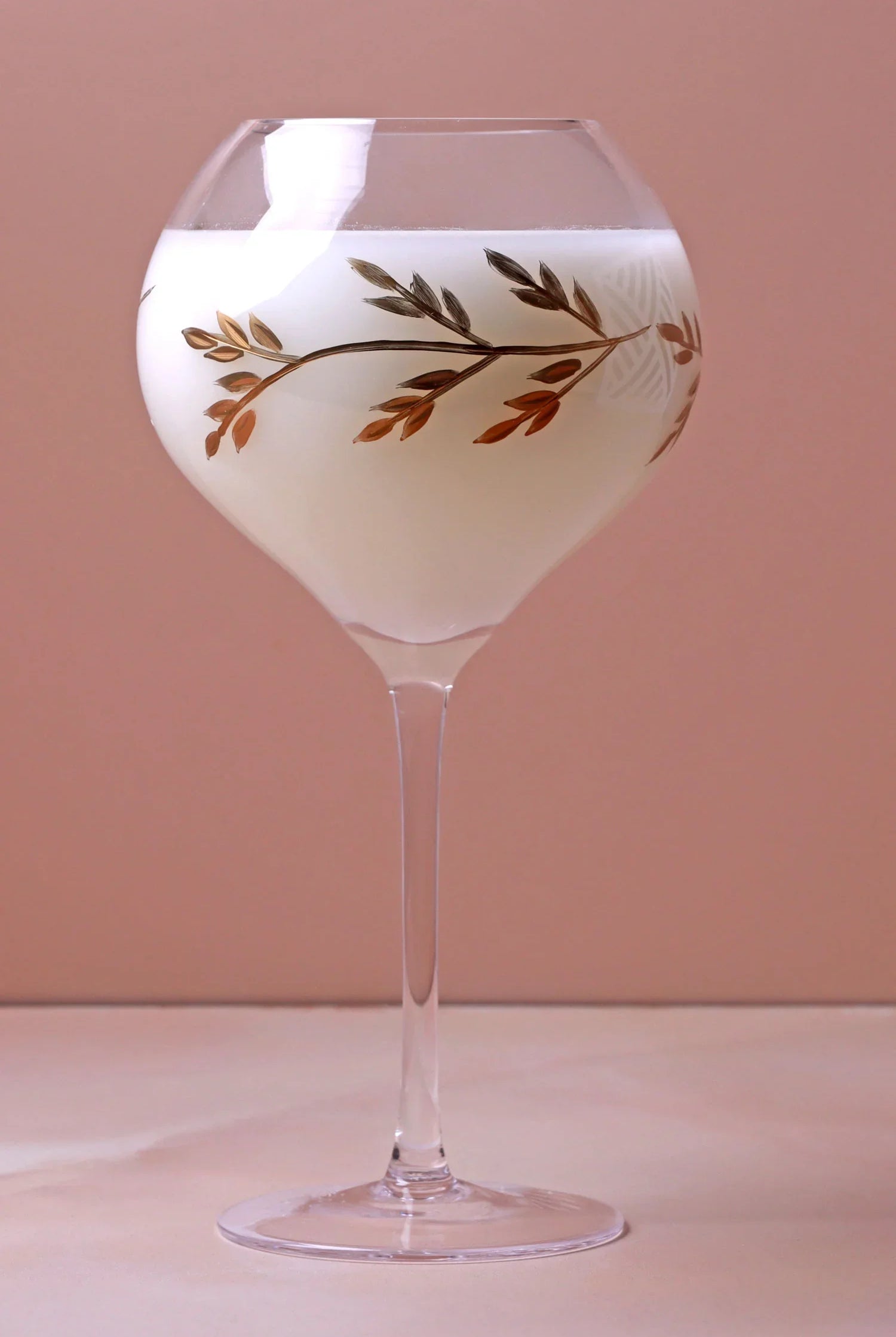 Set of 4 Wild Vine Hand-Painted Gin Glasses Inspired by Nature - G Decor