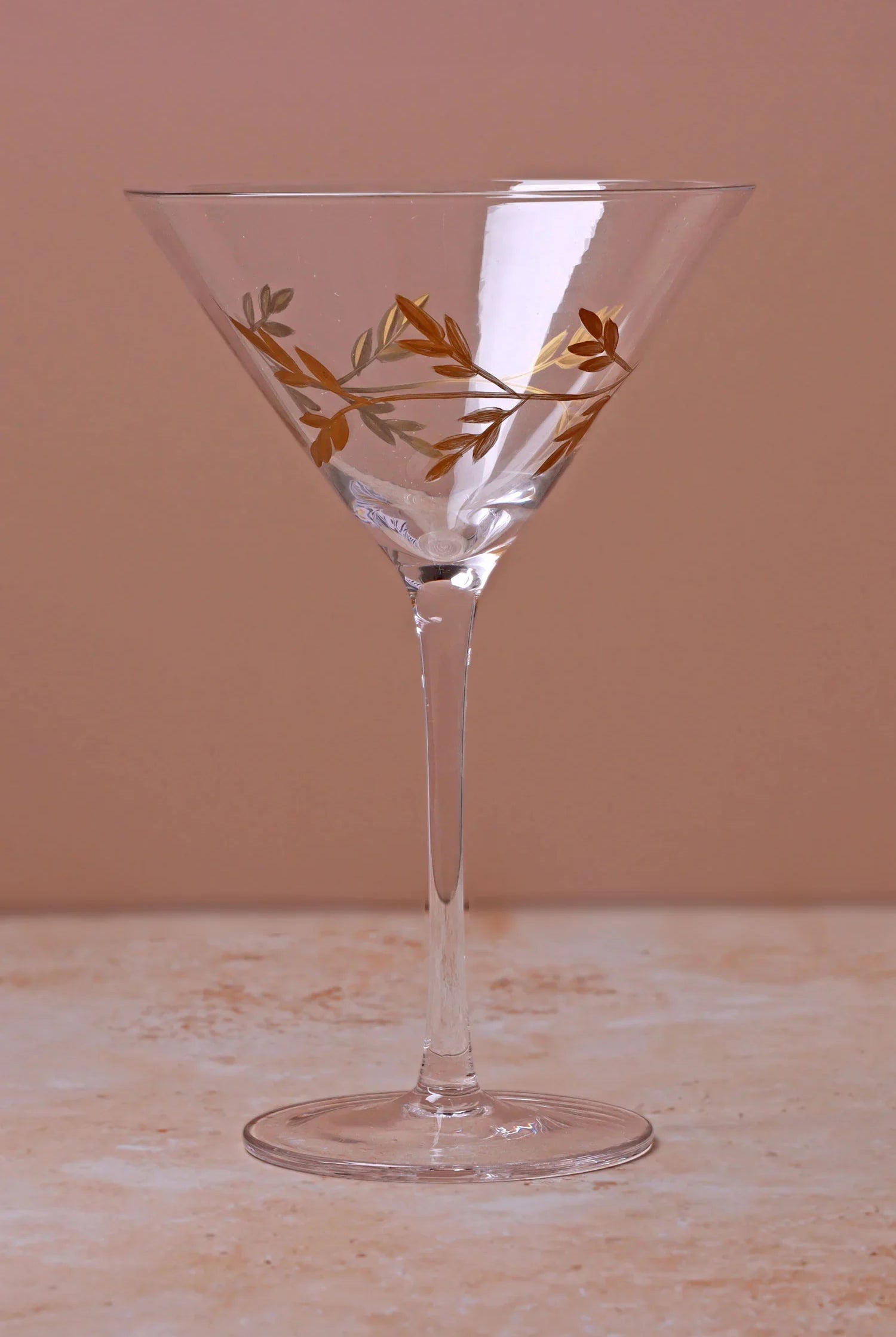 Set of 4 Wild Vine Hand-Painted Martini Glasses Inspired by Nature - G Decor