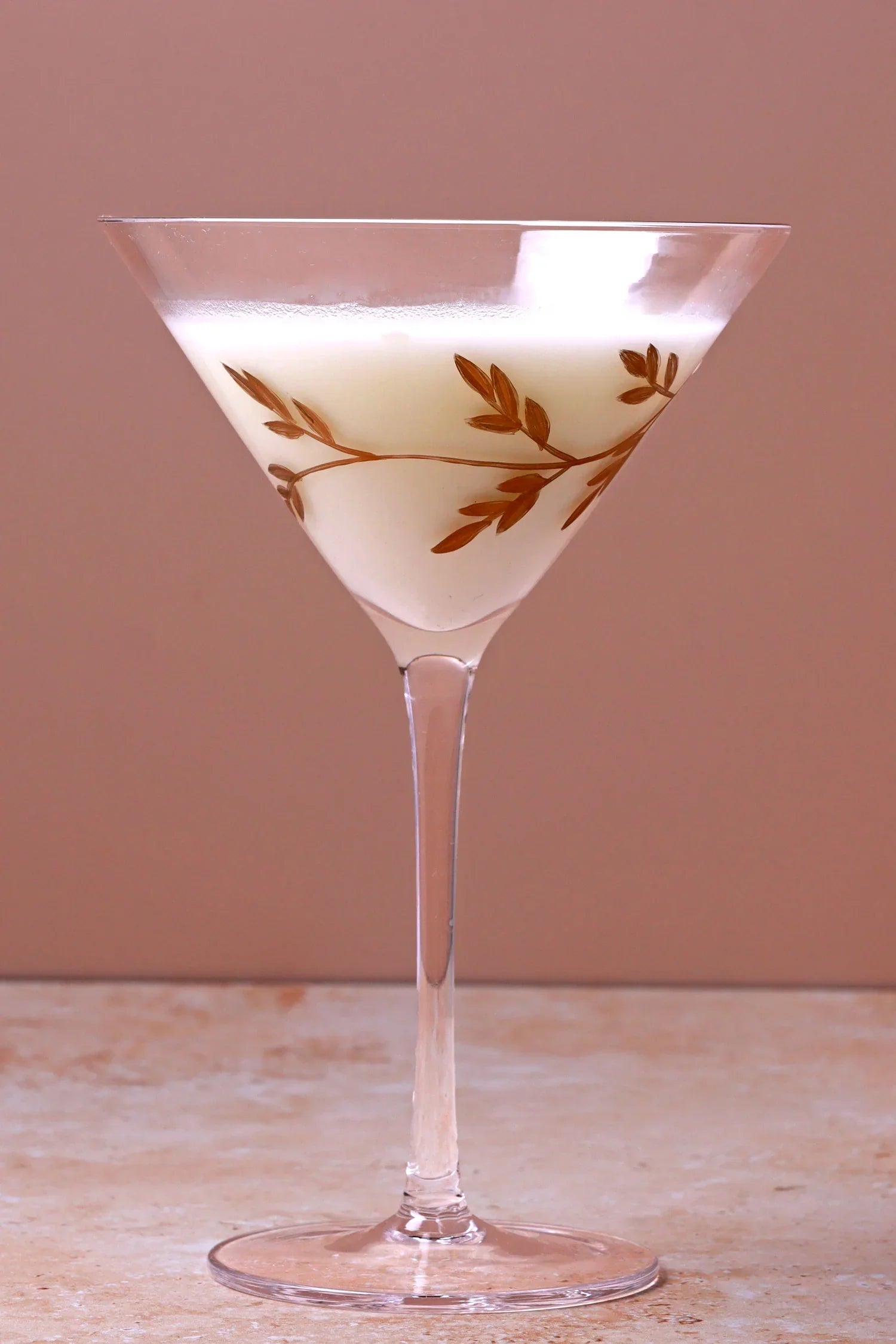 Set of 4 Wild Vine Hand-Painted Martini Glasses Inspired by Nature - G Decor