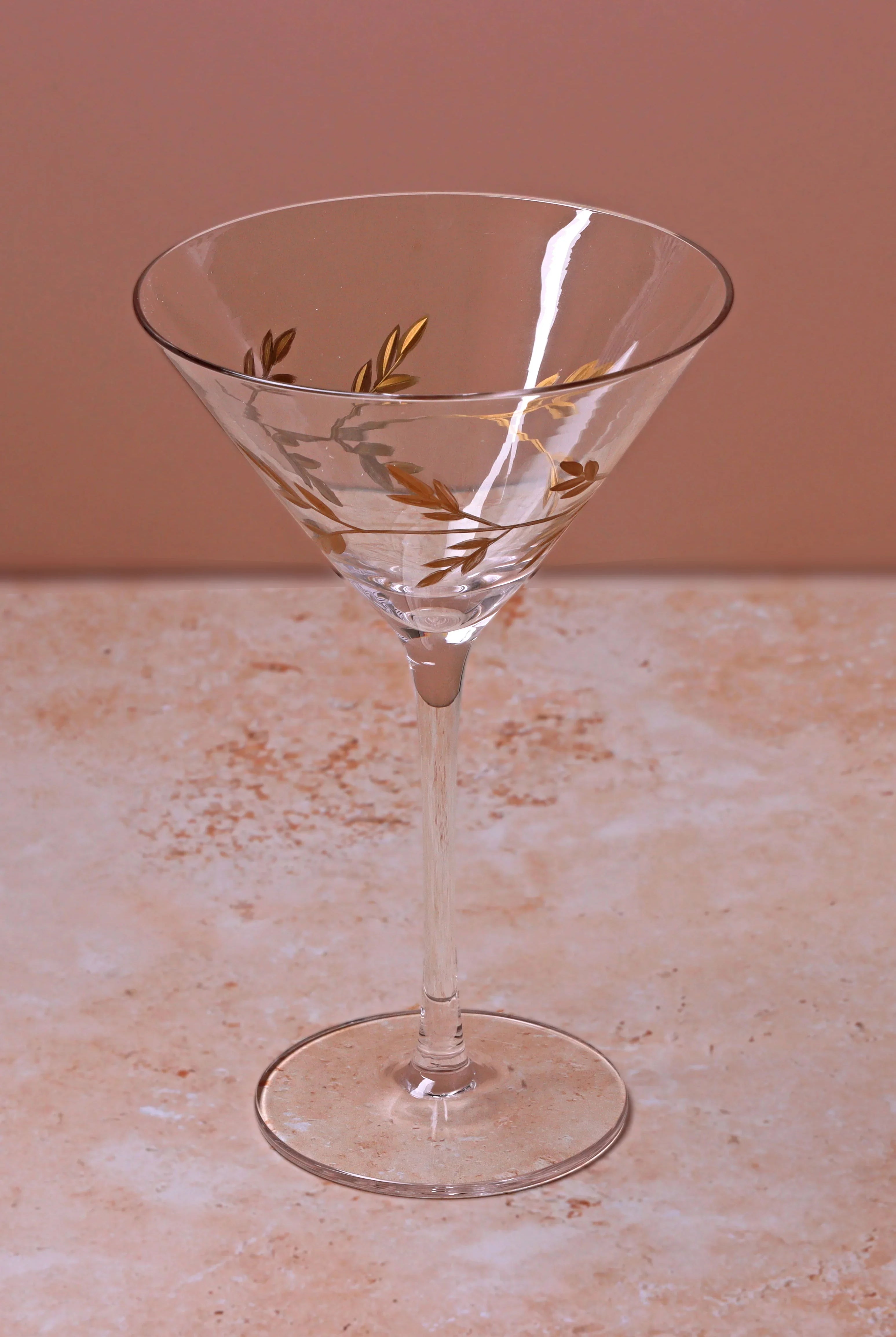 Set of 4 Wild Vine Hand-Painted Martini Glasses Inspired by Nature - G Decor