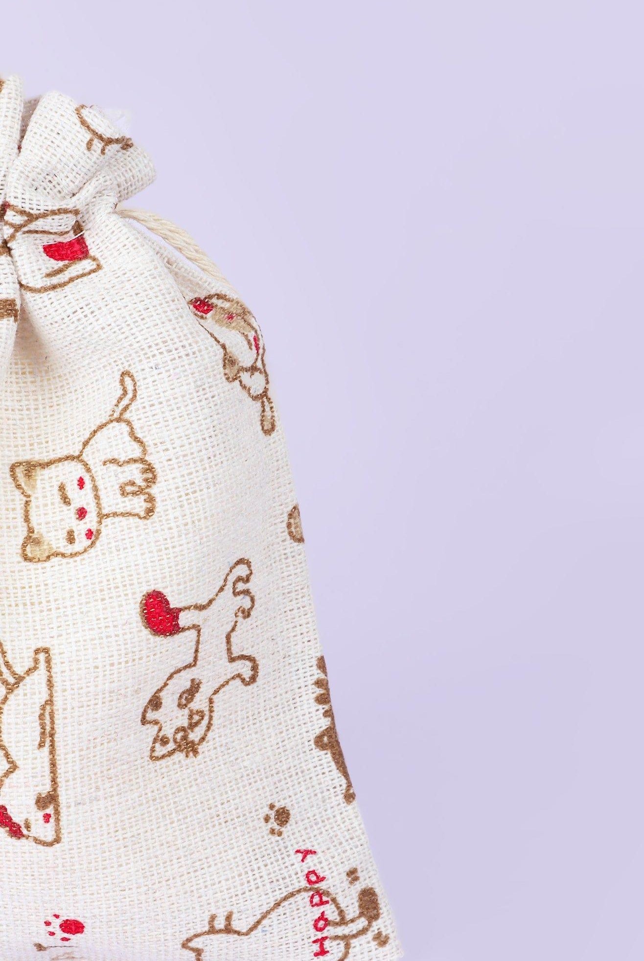 Set of 5 or 10 Charming Cat Elegance Hessian Gift Sacks with Kitten Patterns - G Decor