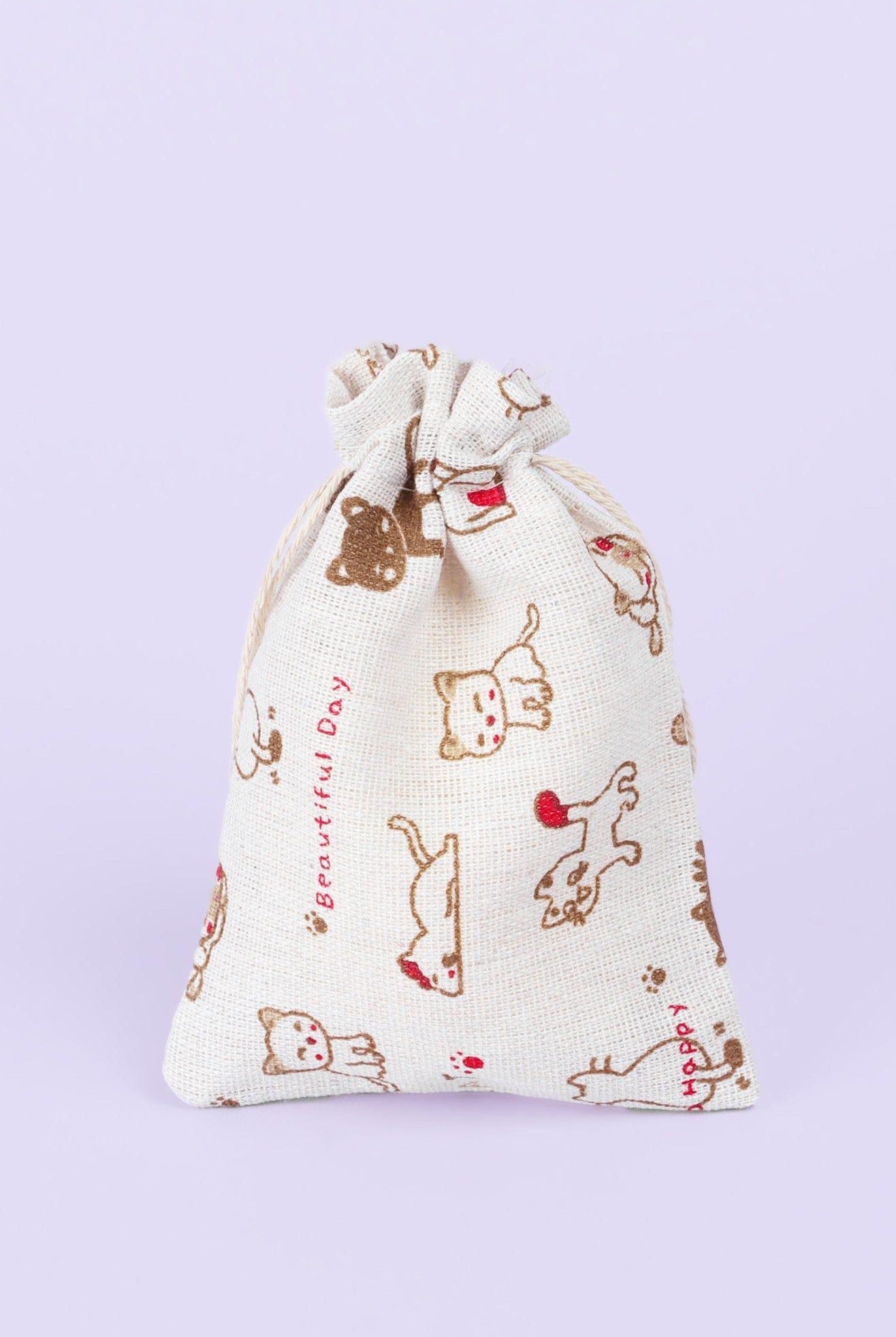 Set of 5 or 10 Charming Cat Elegance Hessian Gift Sacks with Kitten Patterns - G Decor