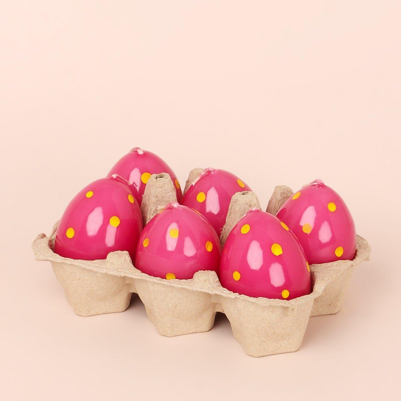 Set of 6 Easter Egg Candles - Pink - G Decor