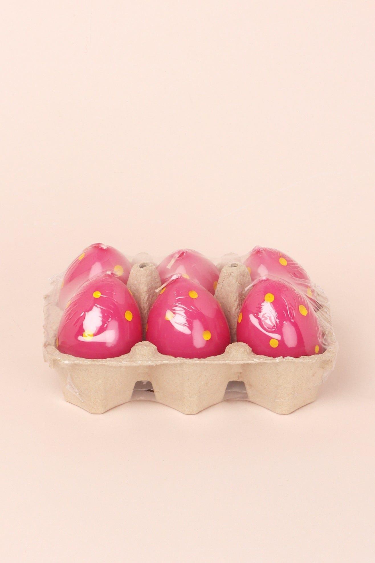 Set of 6 Easter Egg Candles - Pink - G Decor