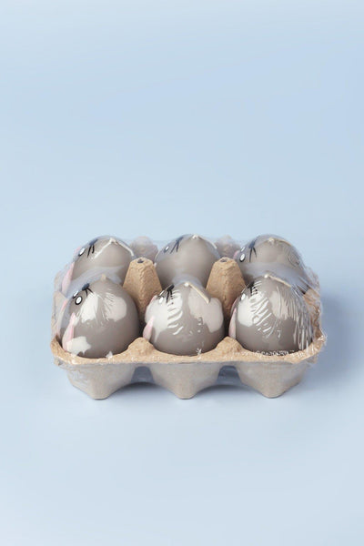 G Decor Candles Grey Set of 6 - Hoppy Easter Egg Candles - Grey