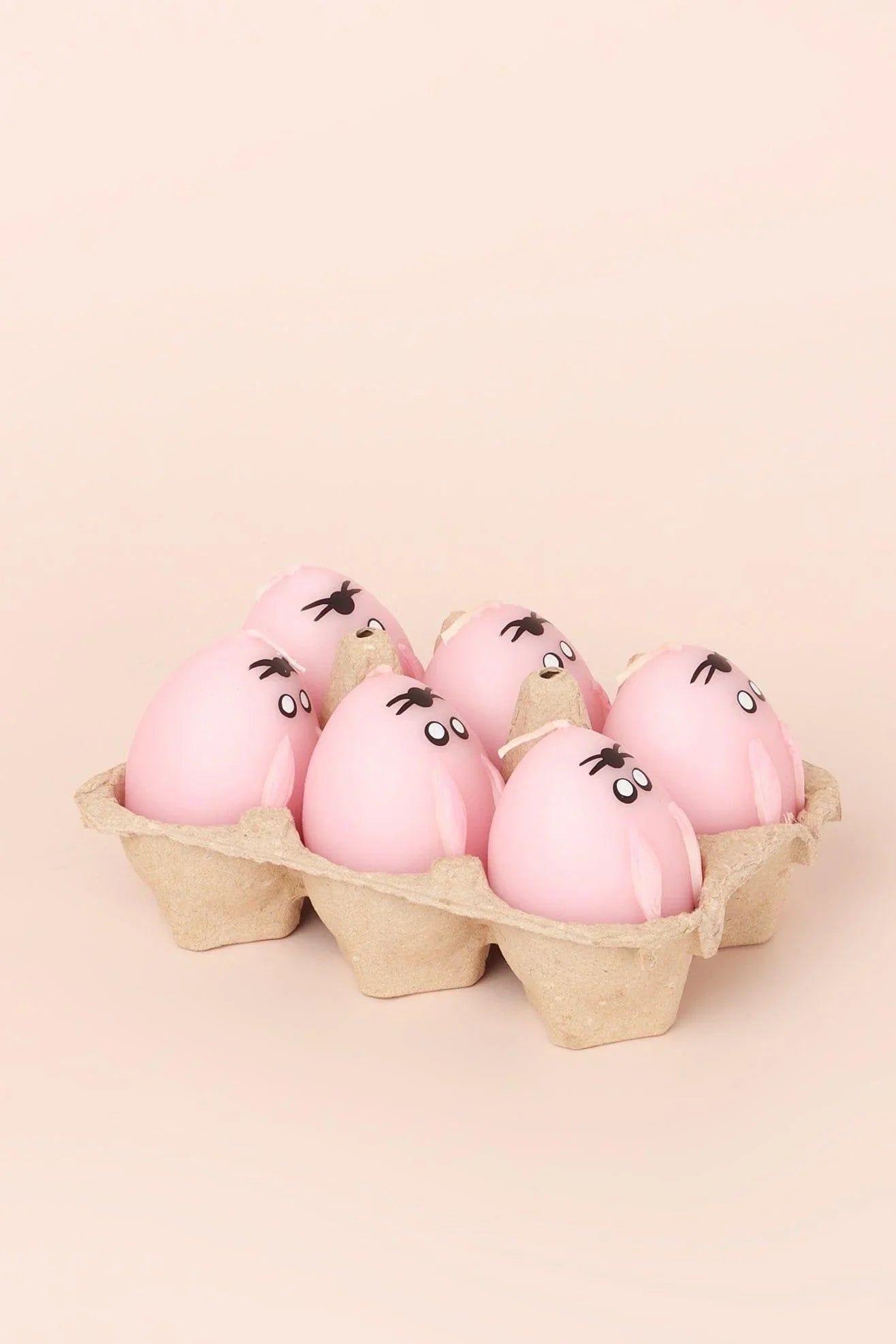Little Flame Club Blush Pink Hoppy Hand-Painted Egg Candles — close-up view, G Decor