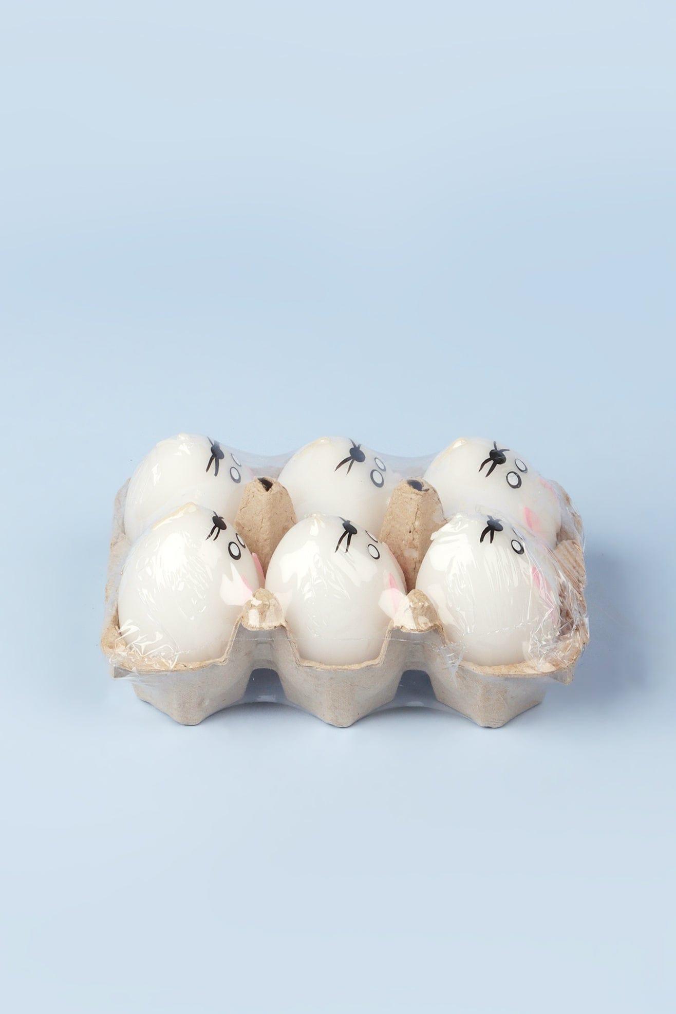 Set of 6 - Hoppy Easter Egg Candles - White - G Decor