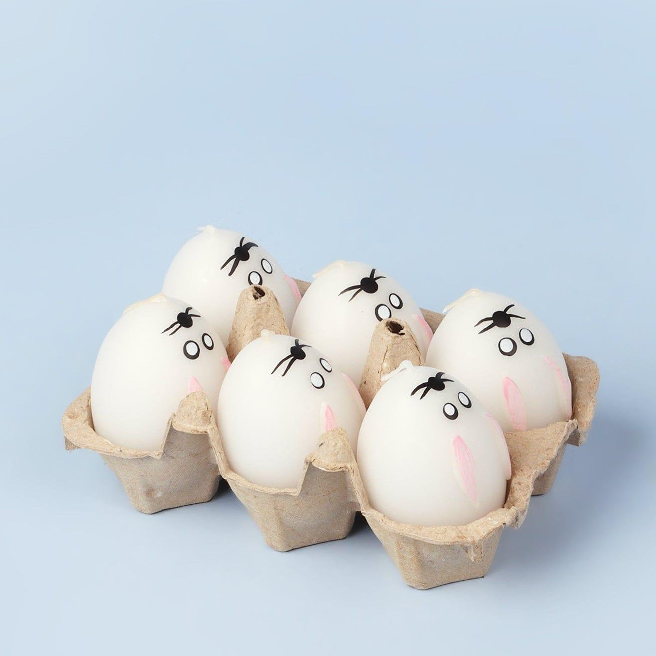 Set of 6 - Hoppy Easter Egg Candles - White - G Decor