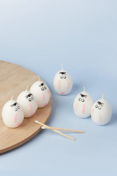 Little Flame Club Milk White Hand-Painted Egg Candles