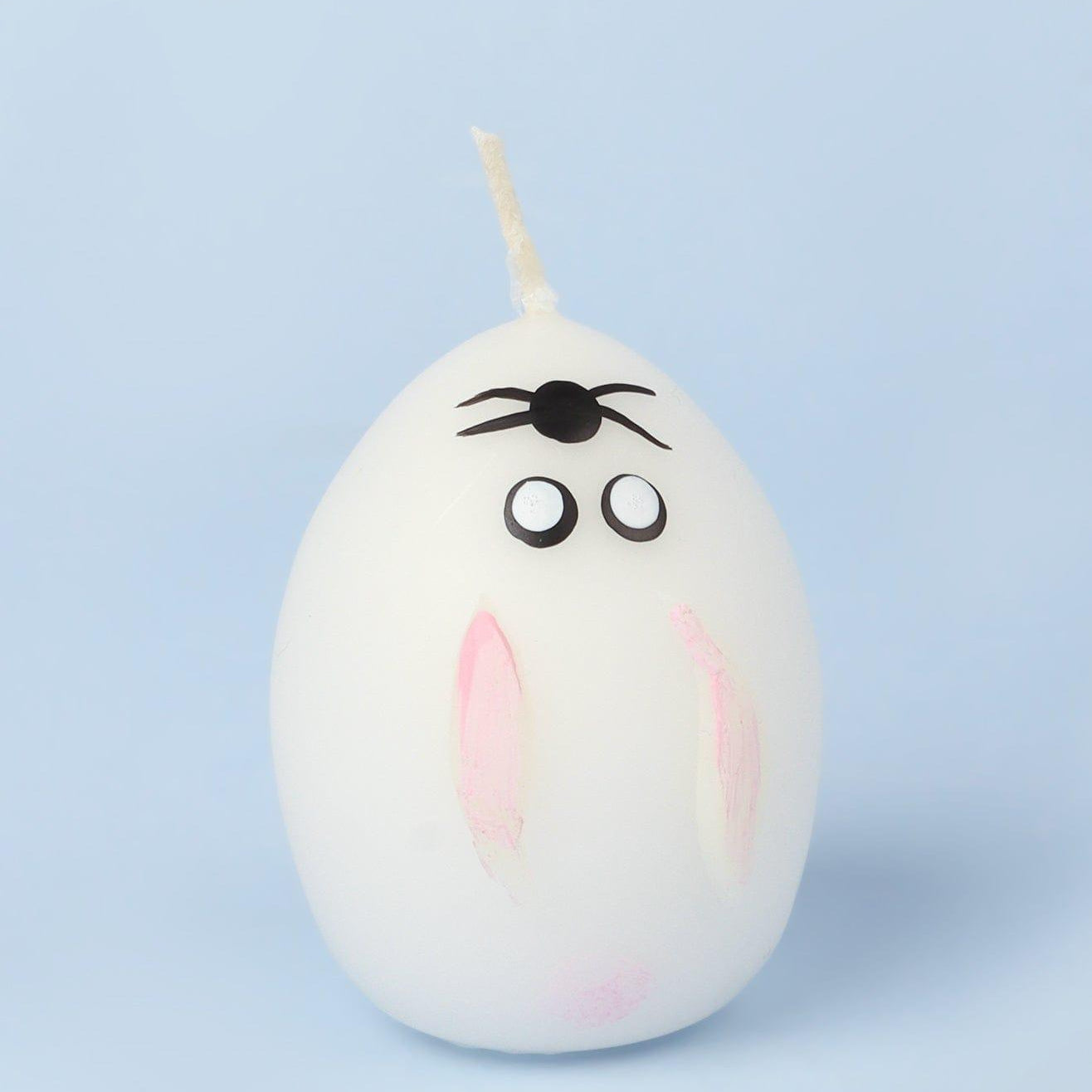 Set of 6 - Hoppy Easter Egg Candles - White - G Decor