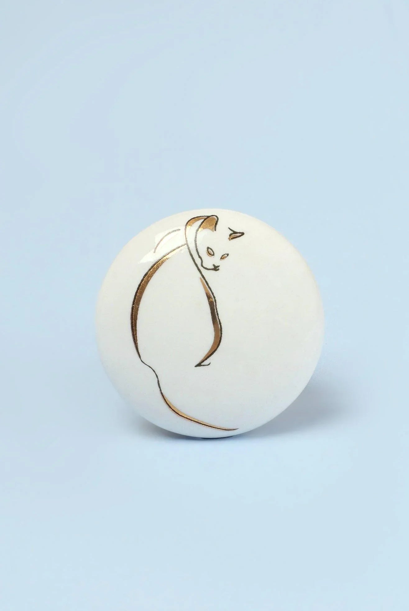 Set of 8 Black & Gold Ceramic Cat Door Knobs Sassy Meow Design - G Decor