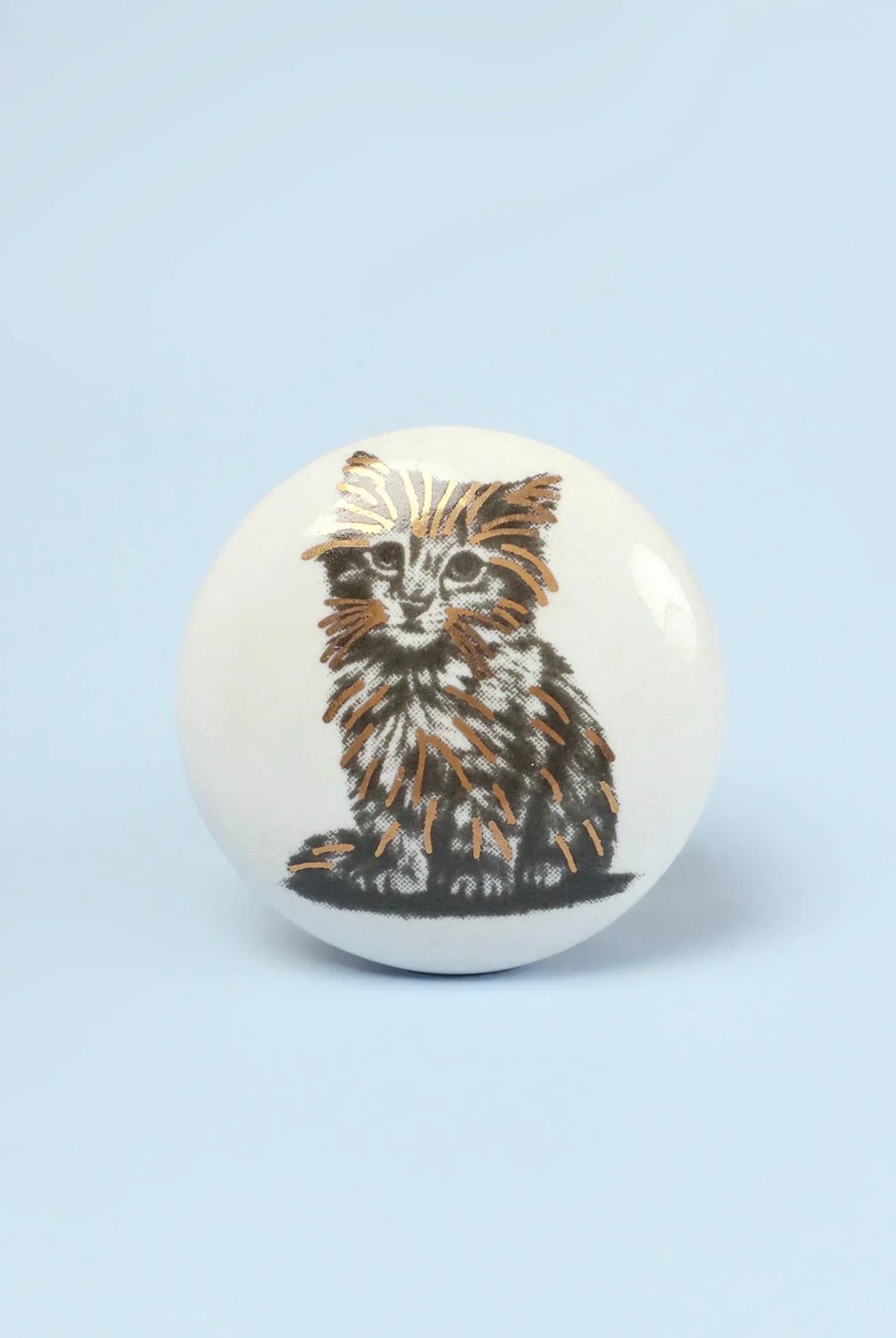 Set of 8 Black & Gold Ceramic Cat Door Knobs Sassy Meow Design - G Decor