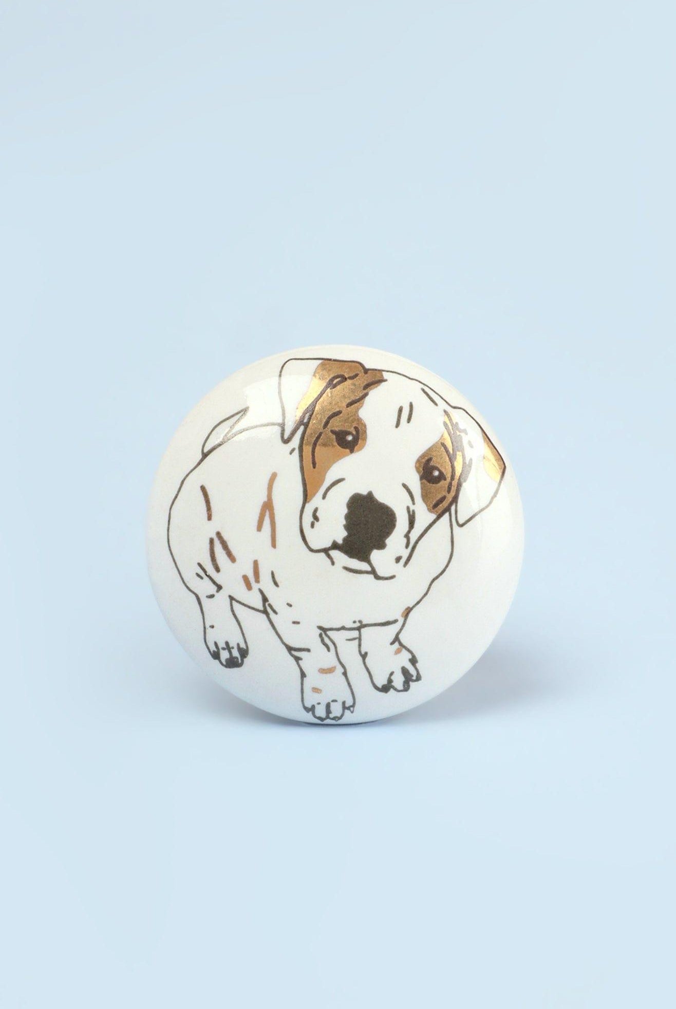 Set of 8 Black & Gold Ceramic Dog Door Knobs Playful Pup Design - G Decor