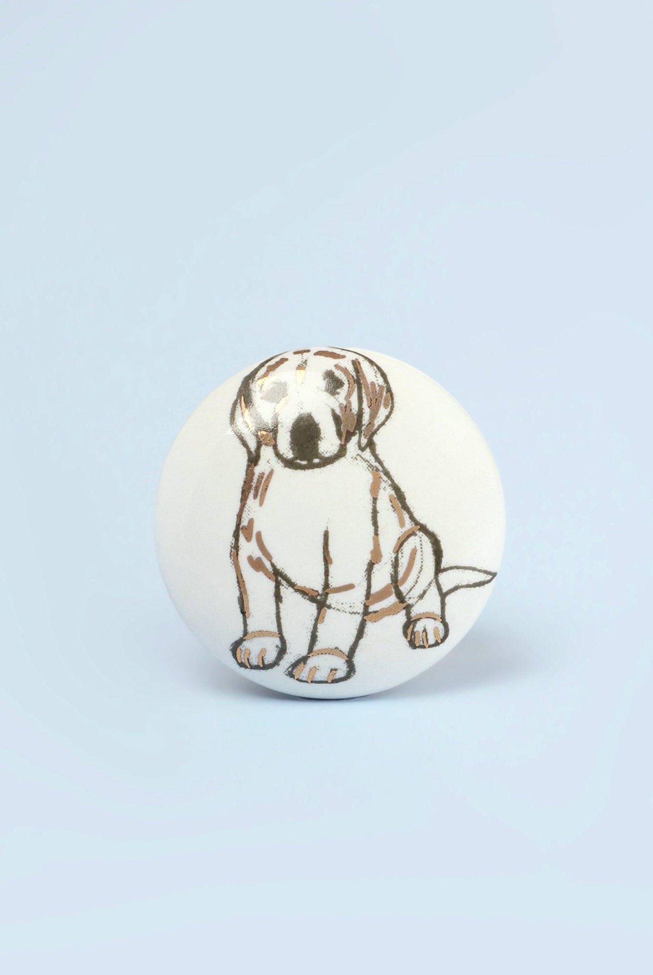 Set of 8 Black & Gold Ceramic Dog Door Knobs Playful Pup Design - G Decor