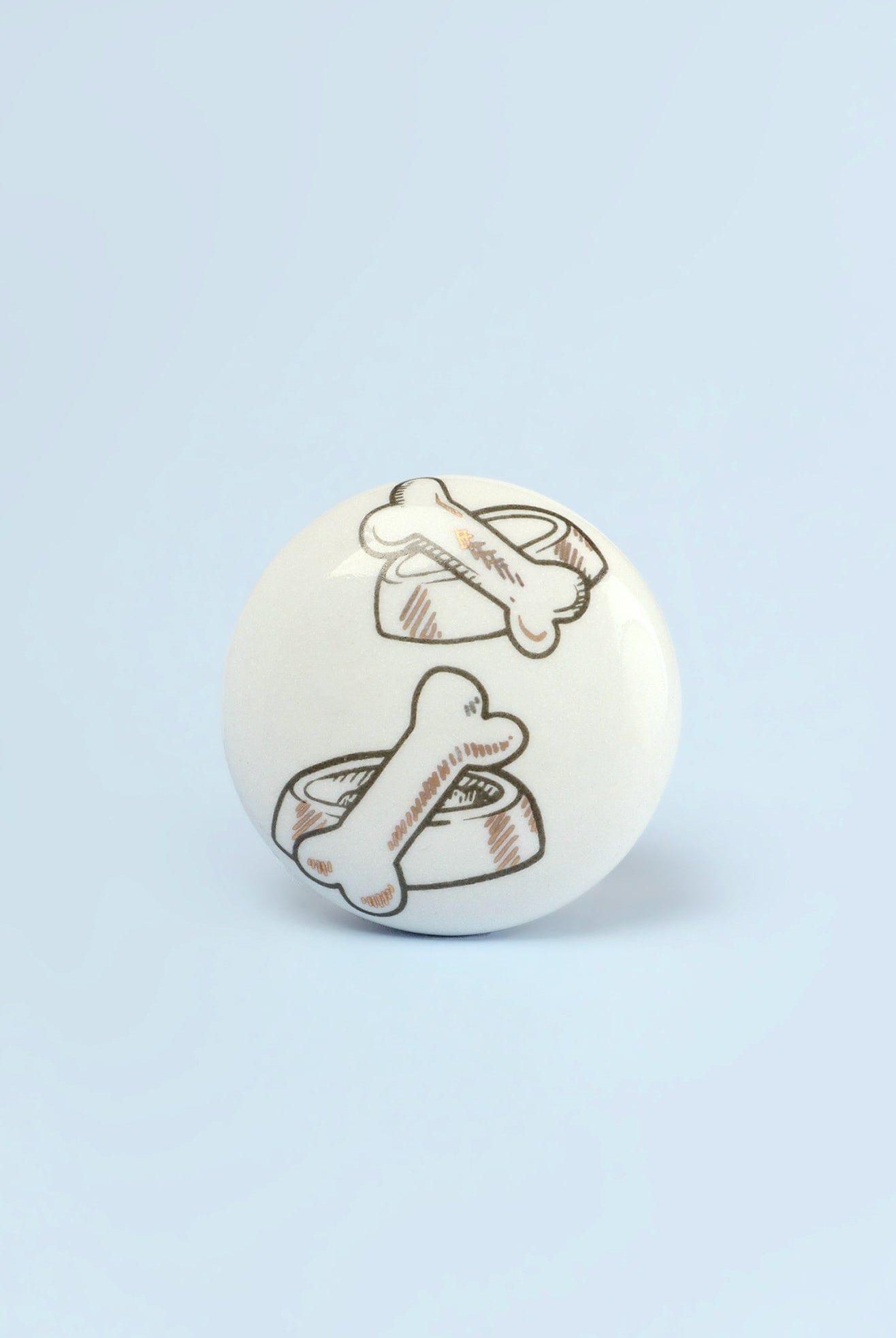 Set of 8 Black & Gold Ceramic Dog Door Knobs Playful Pup Design - G Decor