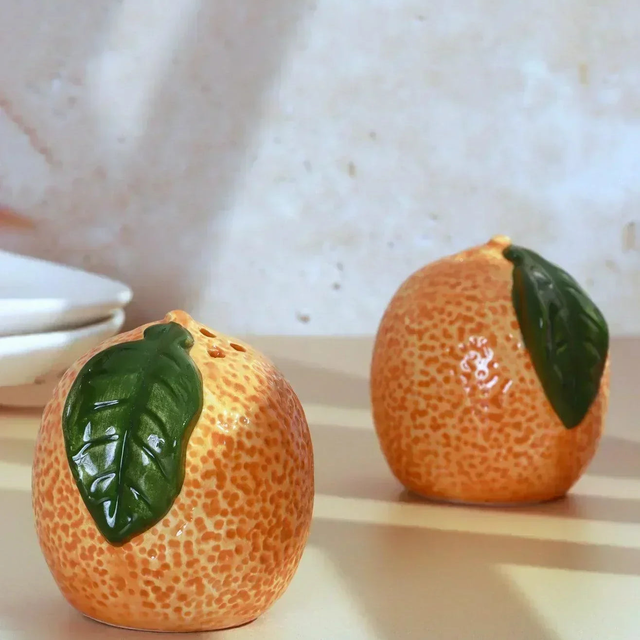 Set of Orange-Shaped Salt and Pepper Shakers - G Decor