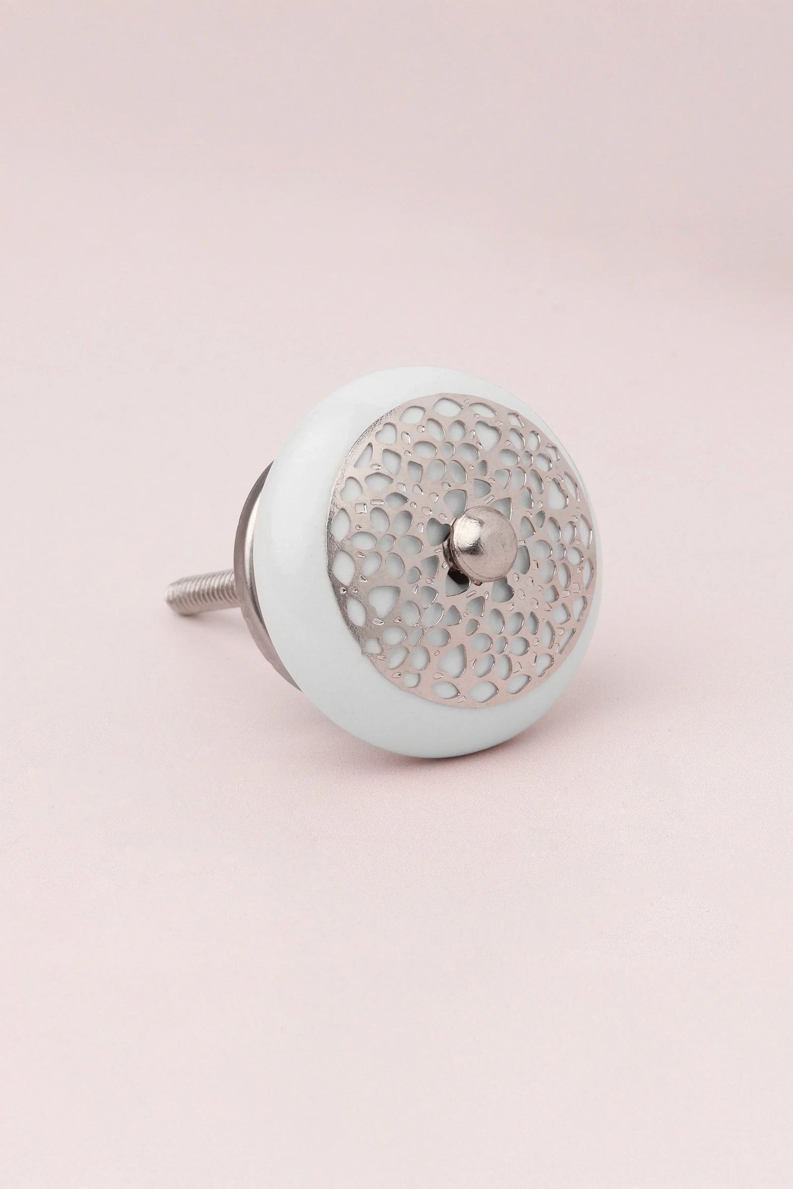 Silver Applique II Elegant Lace Ceramic Cabinet Knob — view 6, G Decor