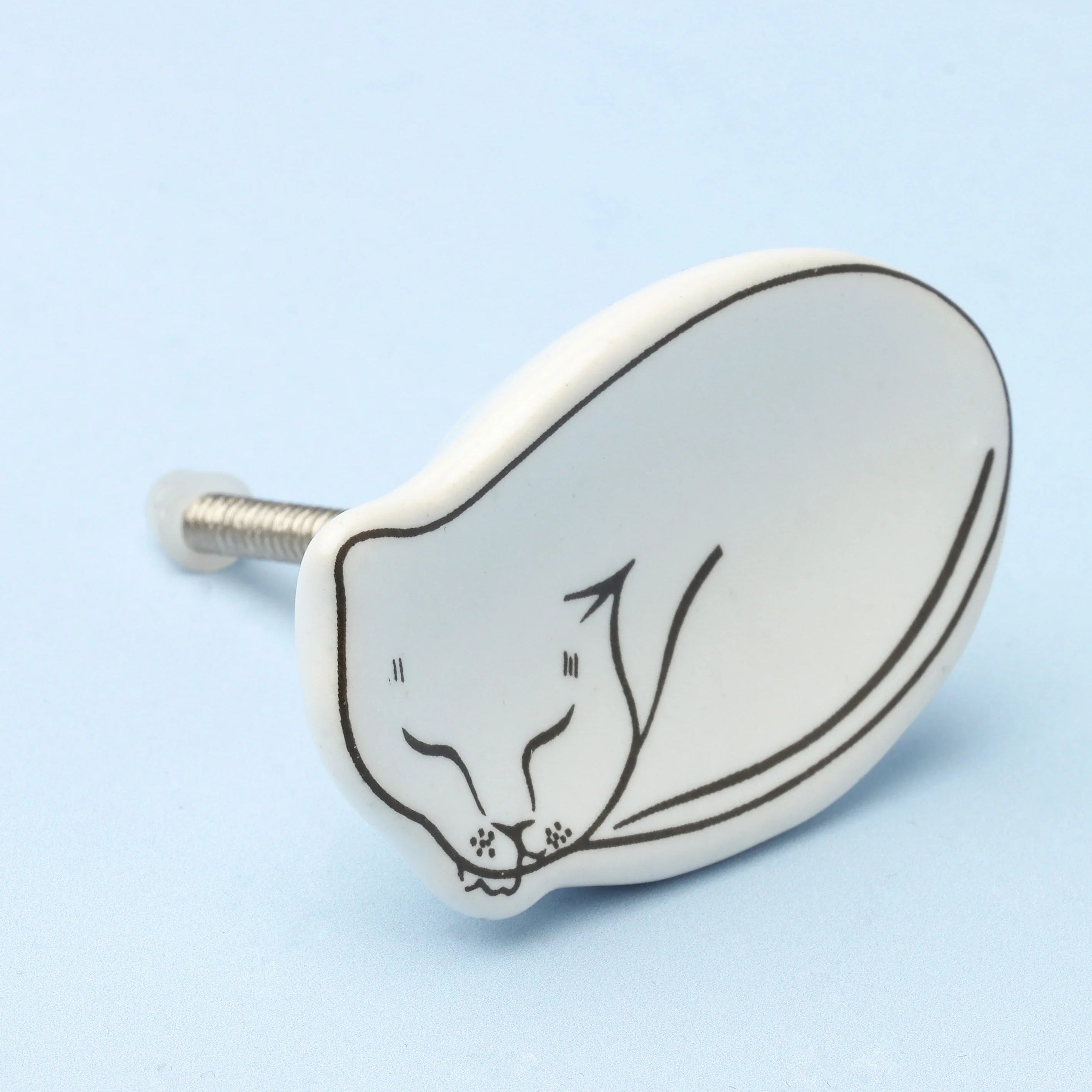 Sleepy Cat & Loyal Pup Furry Friends Ceramic Cabinet Knob - G Decor