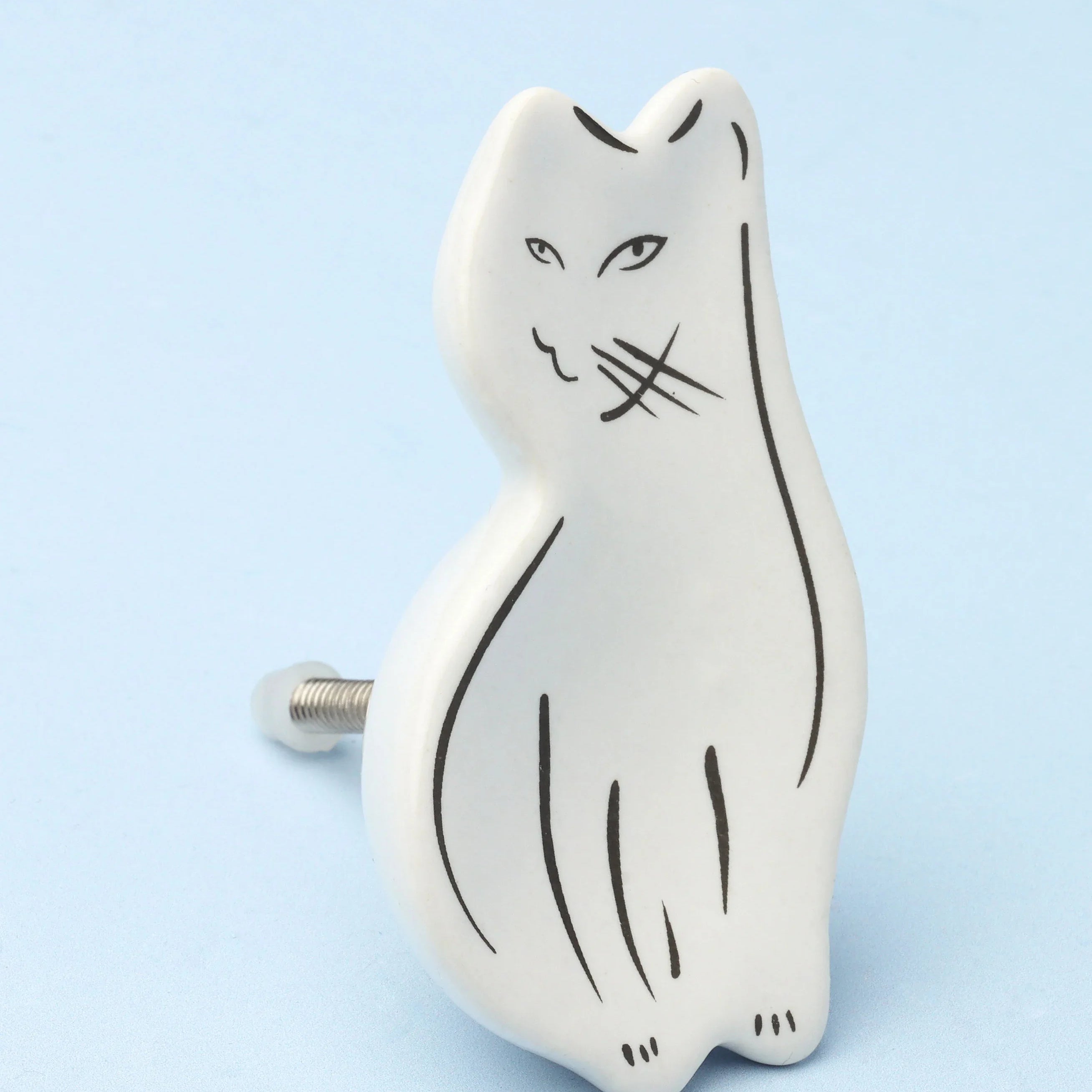 Sleepy Cat & Loyal Pup Furry Friends Ceramic Cabinet Knob - G Decor