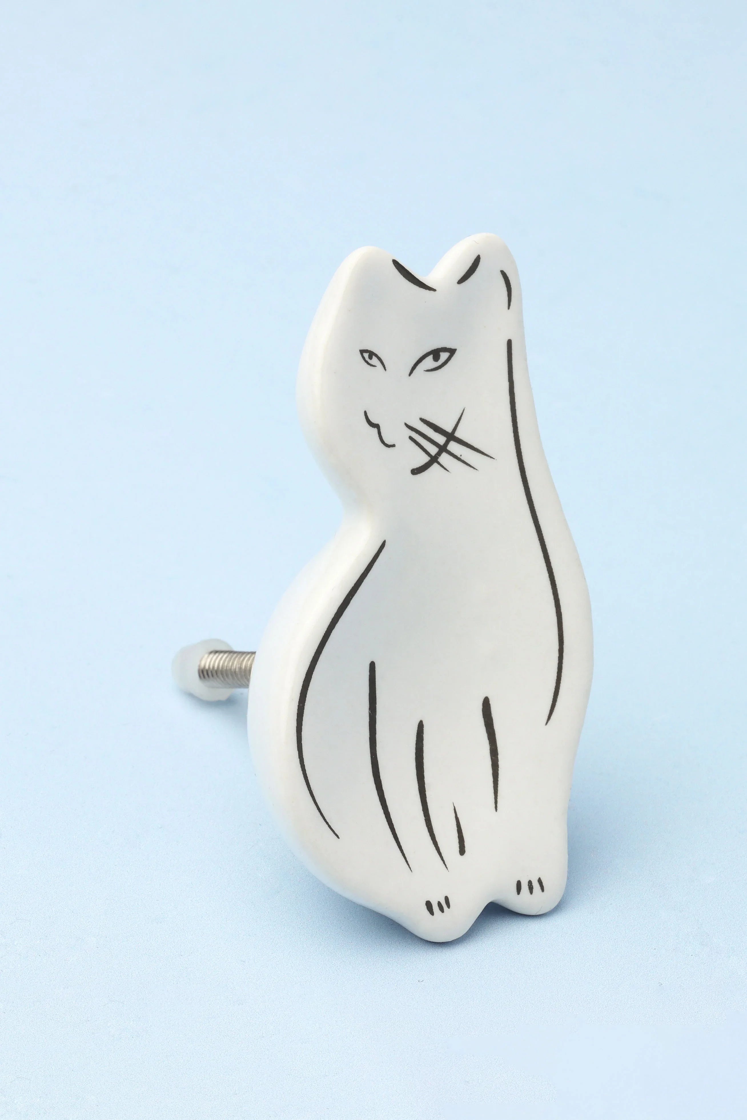 Sleepy Cat & Loyal Pup Furry Friends Ceramic Cabinet Knob - G Decor