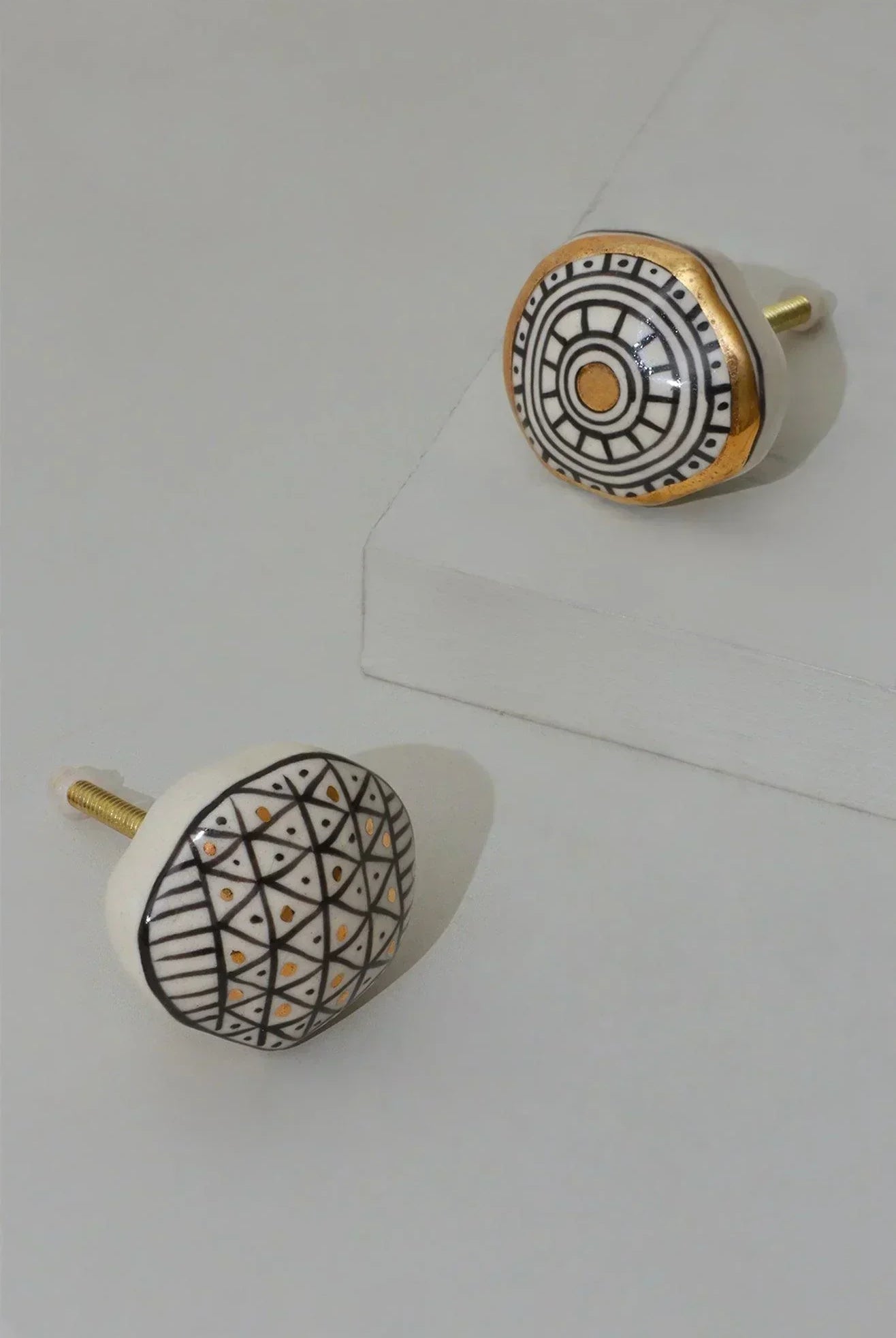 Sorrento Handcrafted & Hand-Painted Designer Ceramic Doorknob Gold Artistic Collection - G Decor