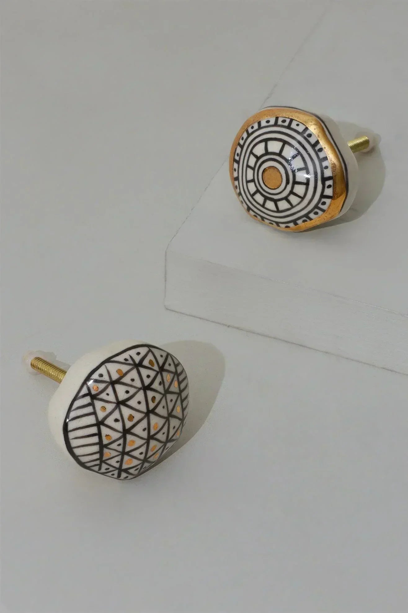 Sorrento Handcrafted & Hand-Painted Designer Ceramic Doorknob Gold Artistic Collection - G Decor