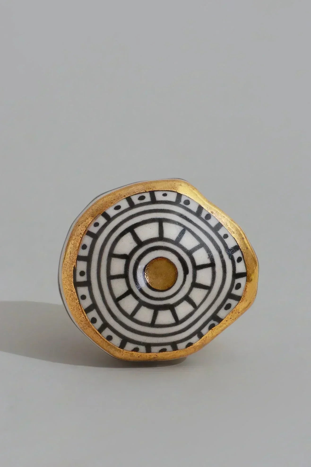 Sorrento Hand-Painted Designer Ceramic Cabinet Knob in Gold — close-up view, G Decor