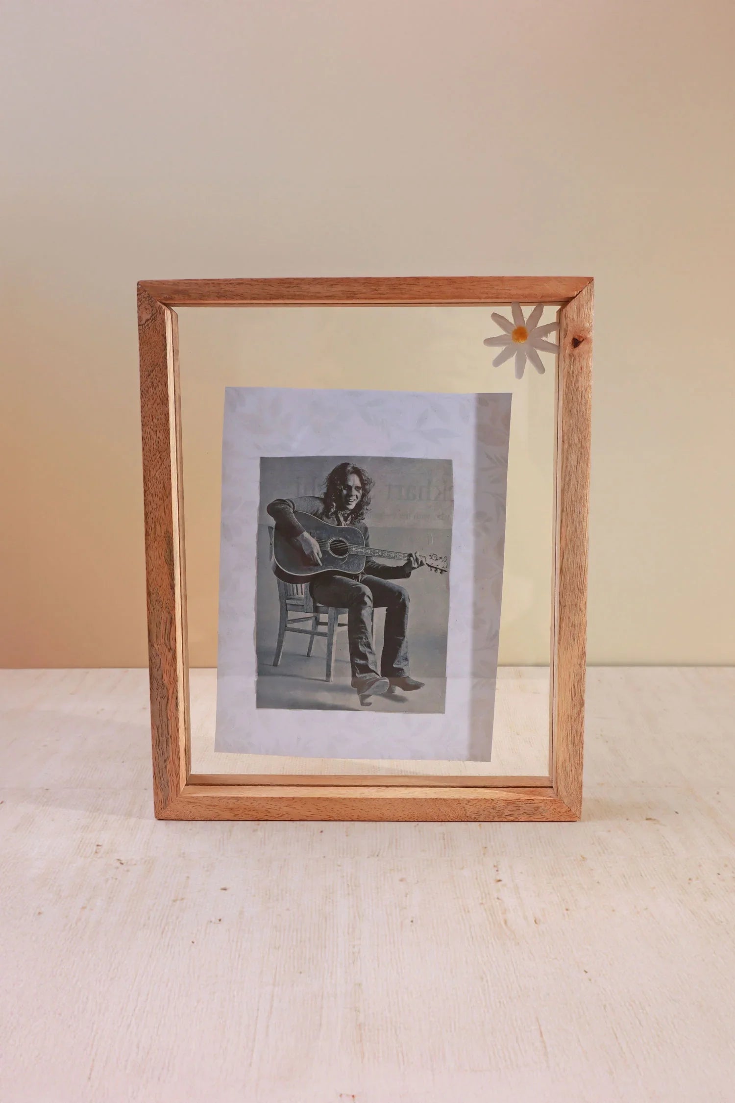 Taru Handmade Mango Wood Photo Frame Freestanding Double Clear Glass Insert Picture Frame - G Decor