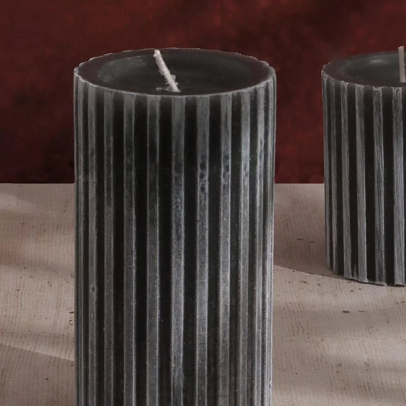 Textured Harmony Dark Grey Scented Pillar Candle Deep Stone Retreat - G Decor