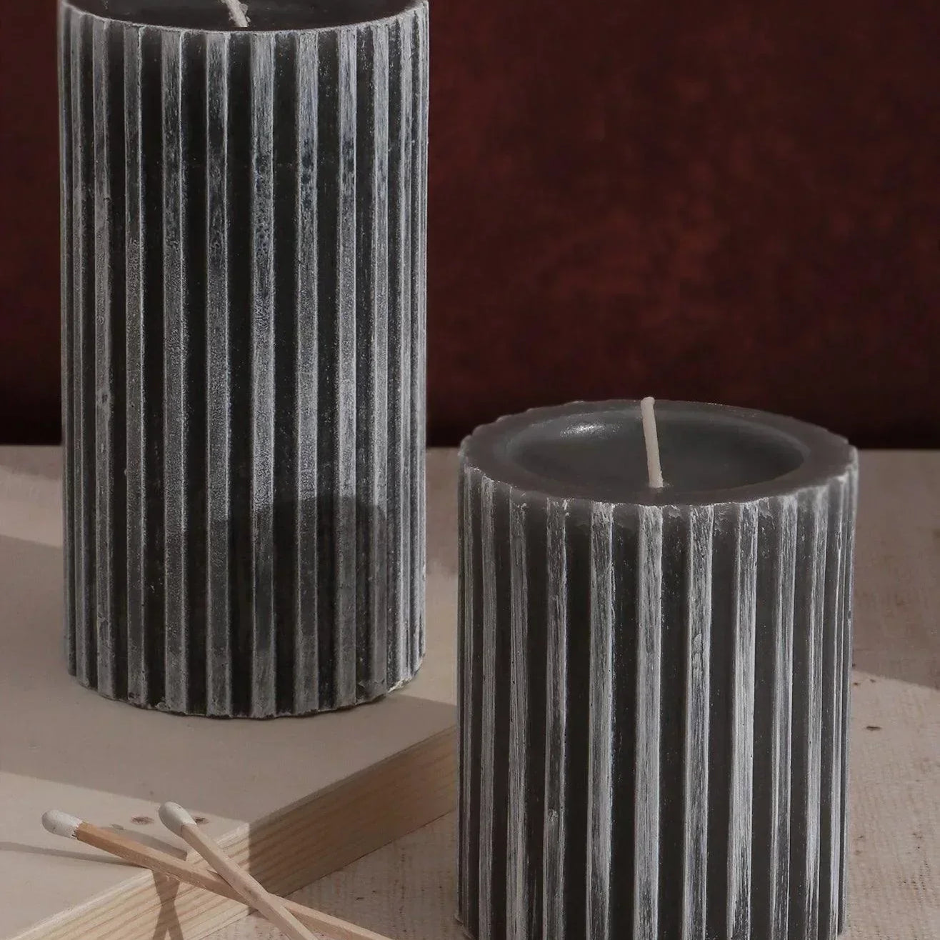 Textured Harmony Dark Grey Scented Pillar Candle Deep Stone Retreat - G Decor
