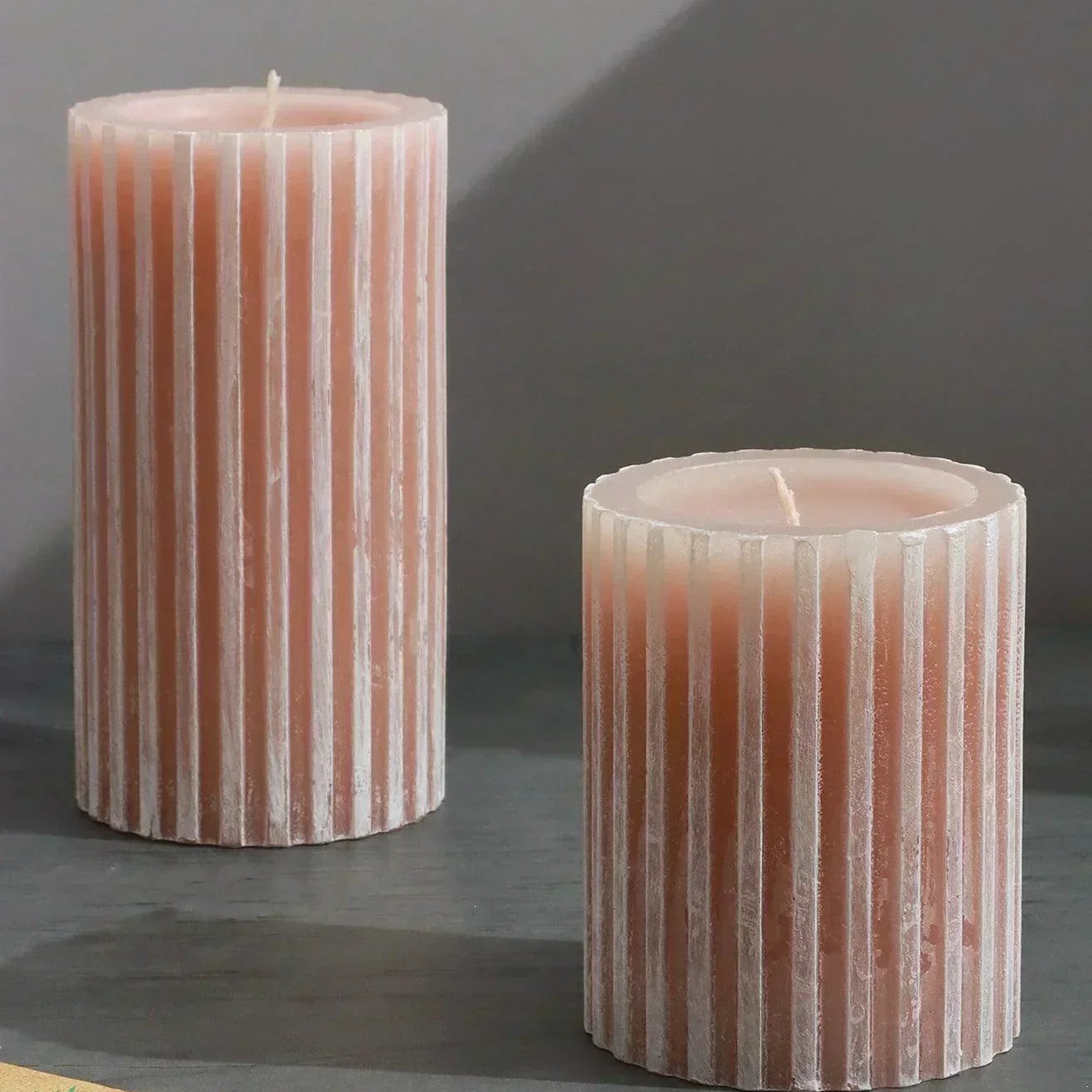 Textured Harmony Pink Scented Pillar Candle Soft Blossom Serenity - G Decor