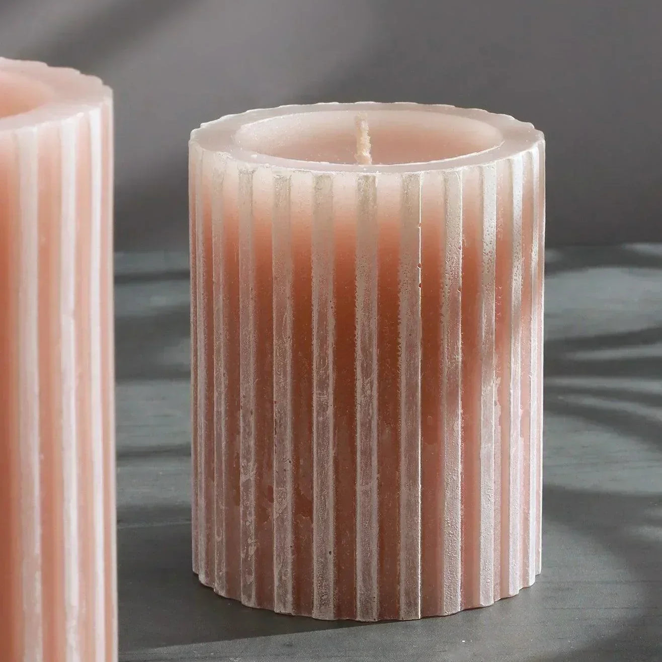 Textured Harmony Pink Scented Pillar Candle Soft Blossom Serenity - G Decor