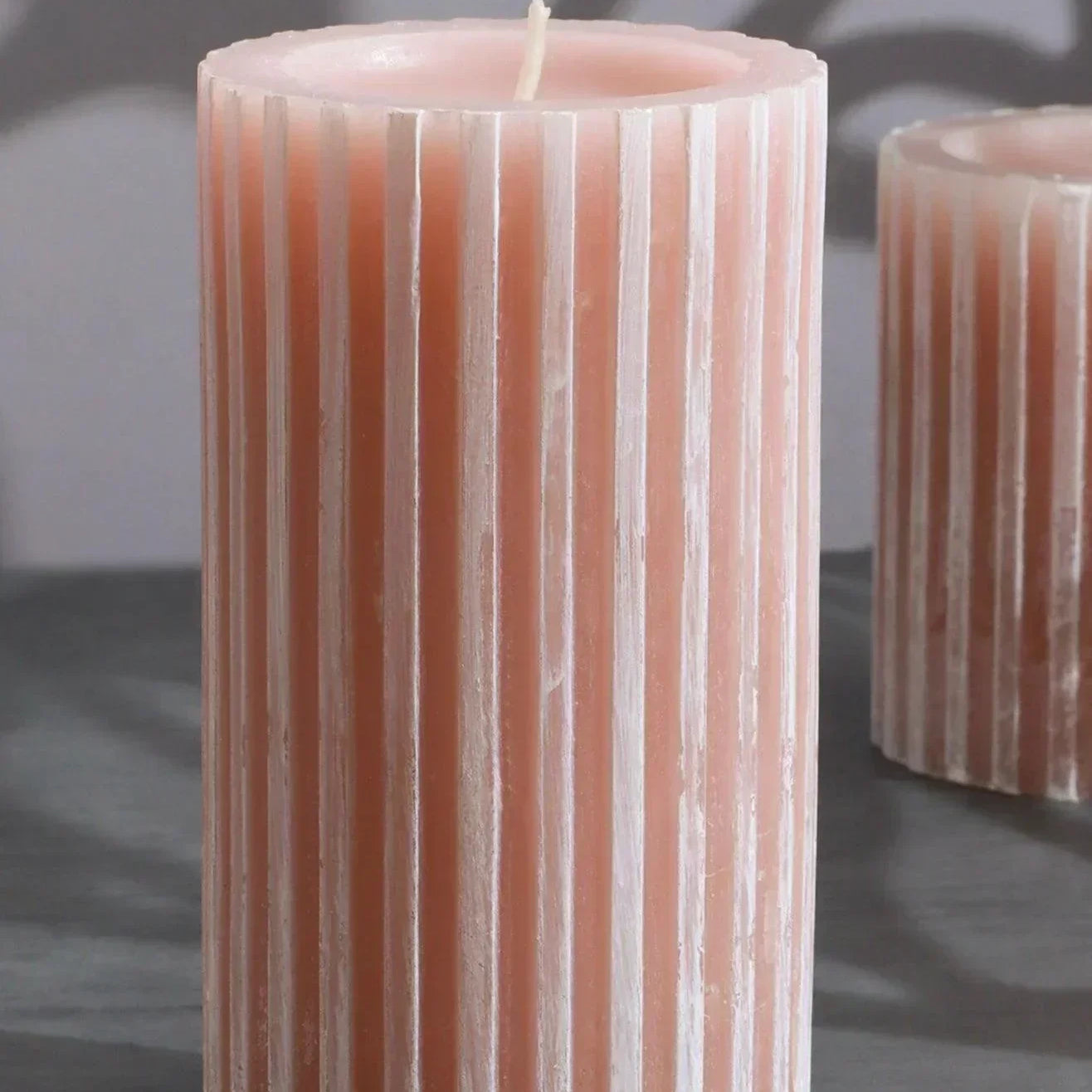 Textured Harmony Pink Scented Pillar Candle Soft Blossom Serenity - G Decor
