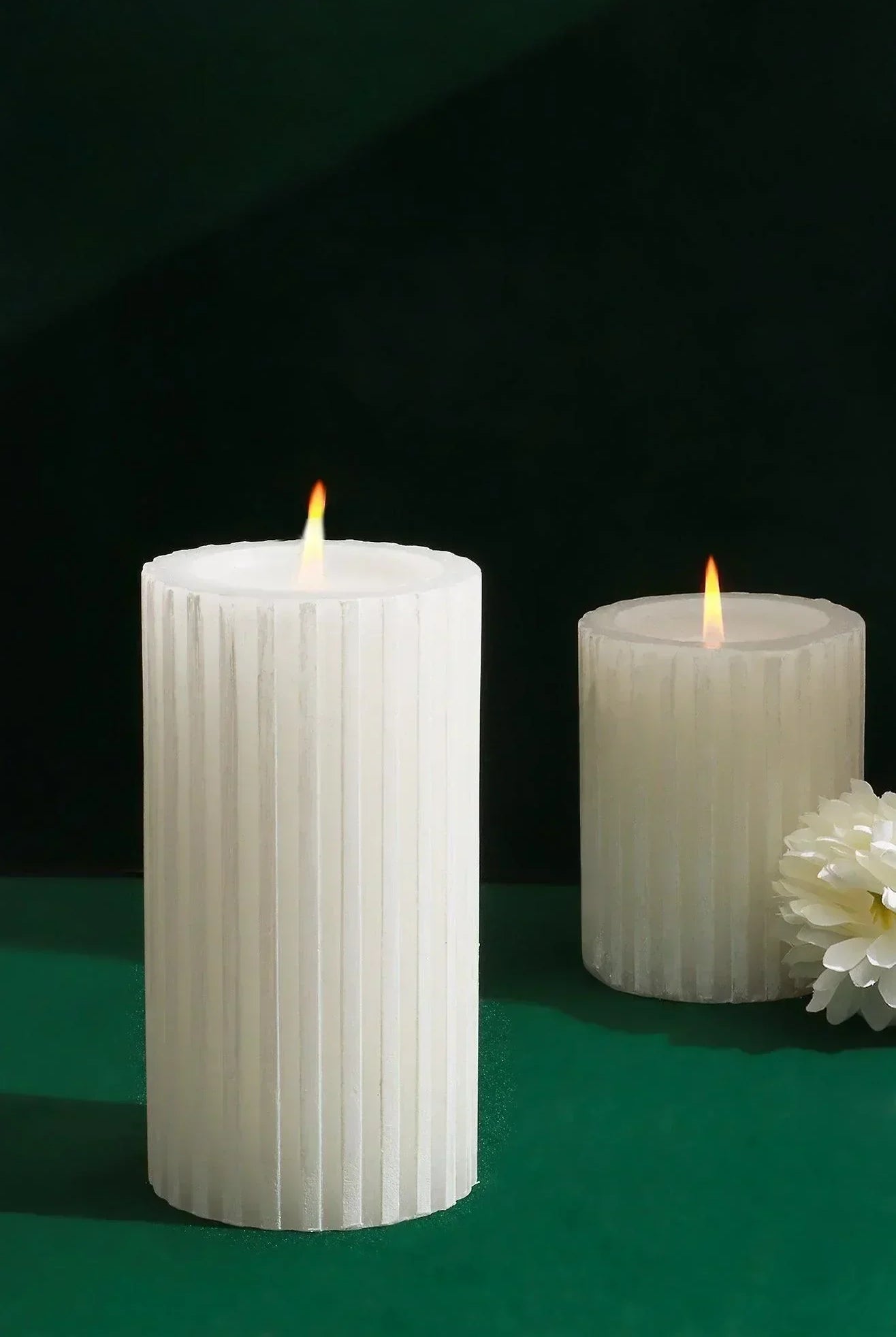 Textured Harmony White Scented Pillar Candle Pure Tranquil Aura - G Decor