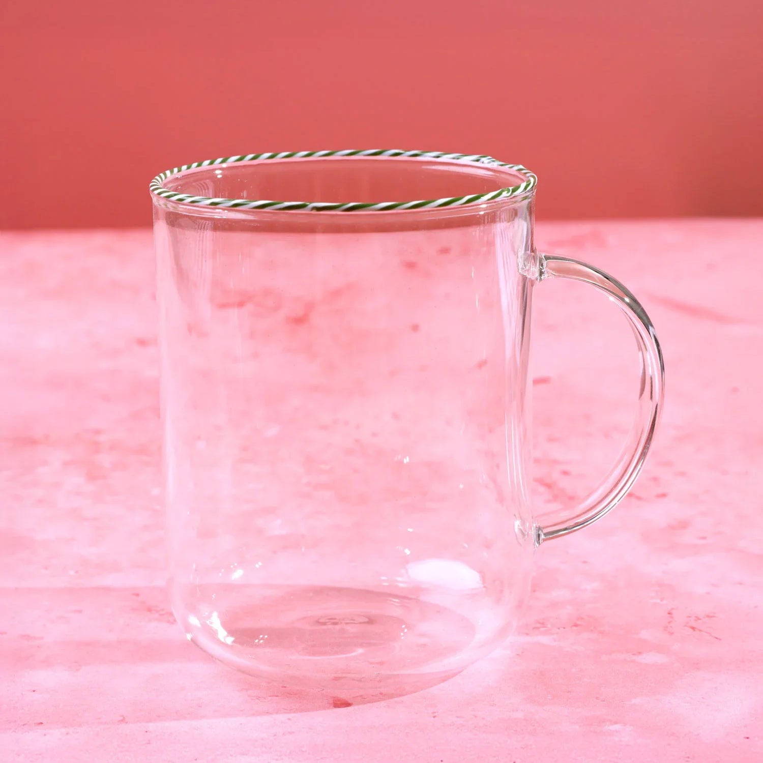 The Twist Rim Handcrafted Glassware Collection Tea Cups & Coffee Mugs in Red, Blue and Green - G Decor