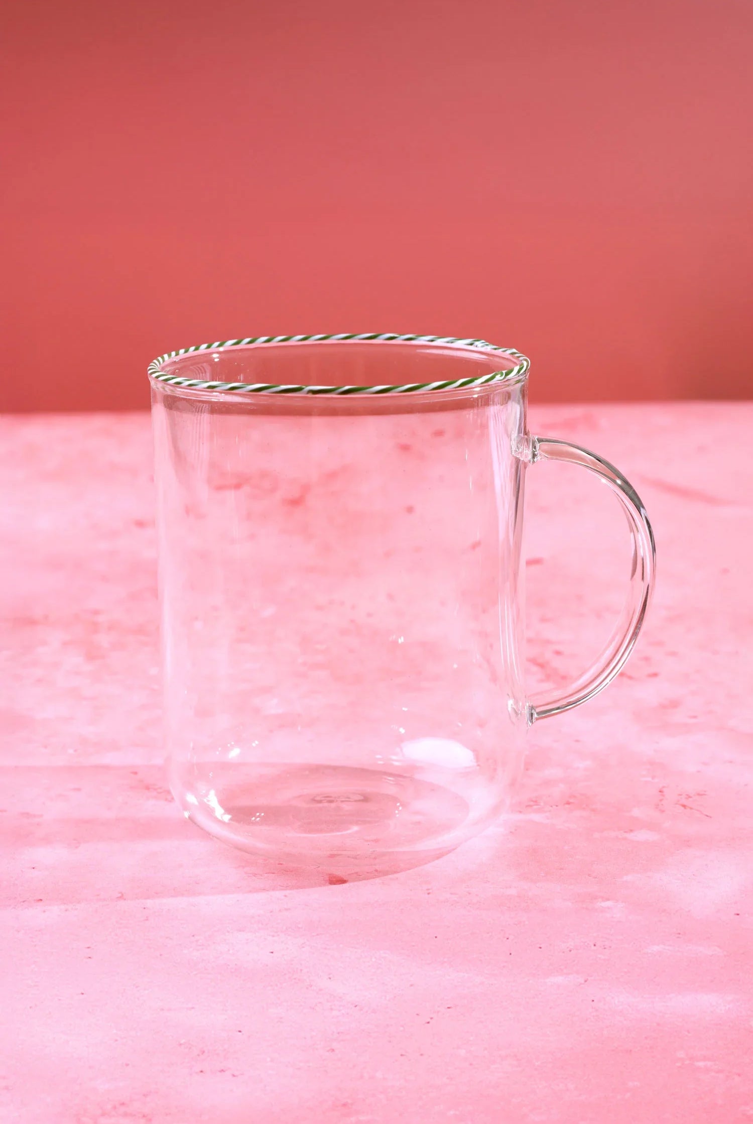 The Twist Rim Handcrafted Glassware Collection Tea Cups & Coffee Mugs in Red, Blue and Green - G Decor