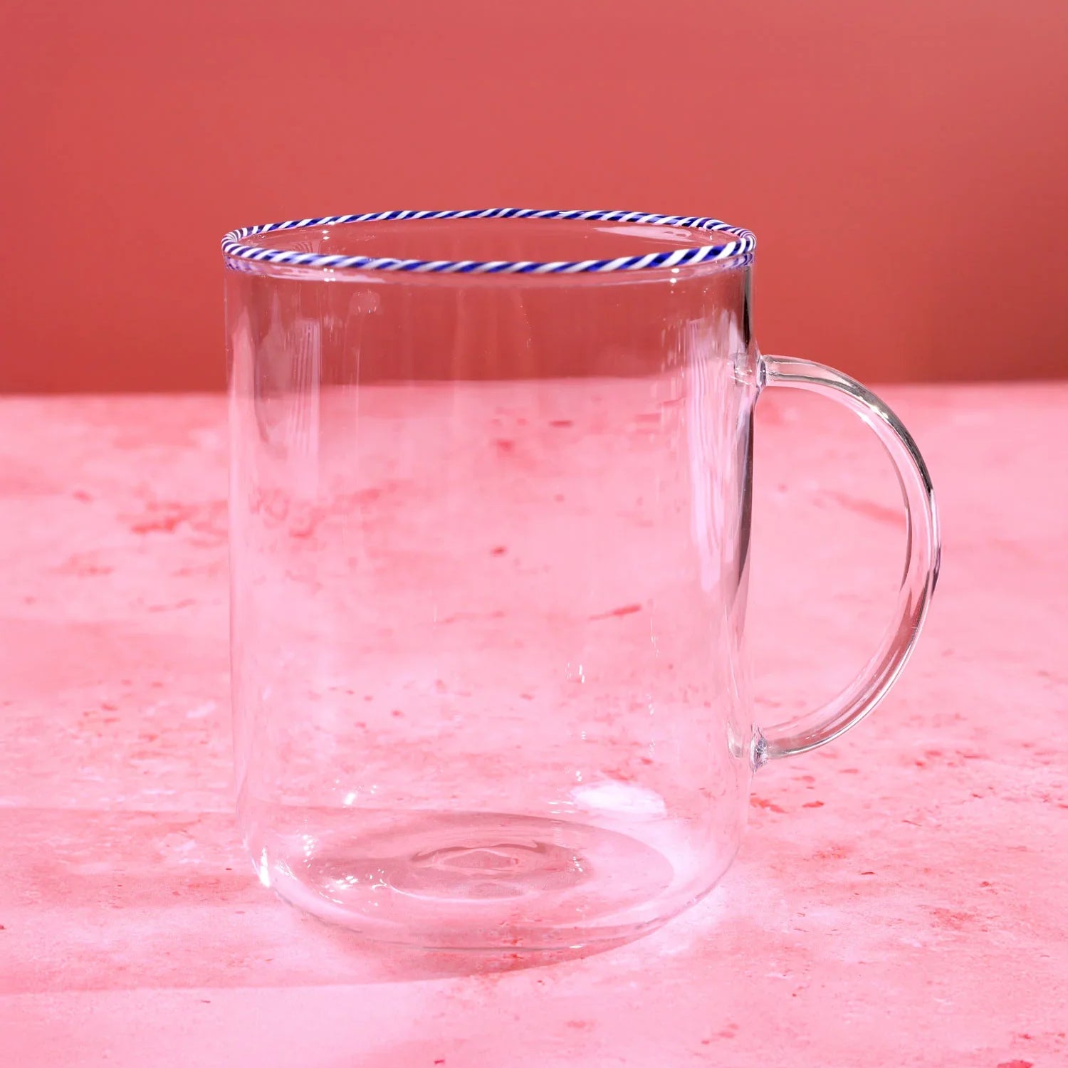 The Twist Rim Handcrafted Glassware Collection Tea Cups & Coffee Mugs in Red, Blue and Green - G Decor