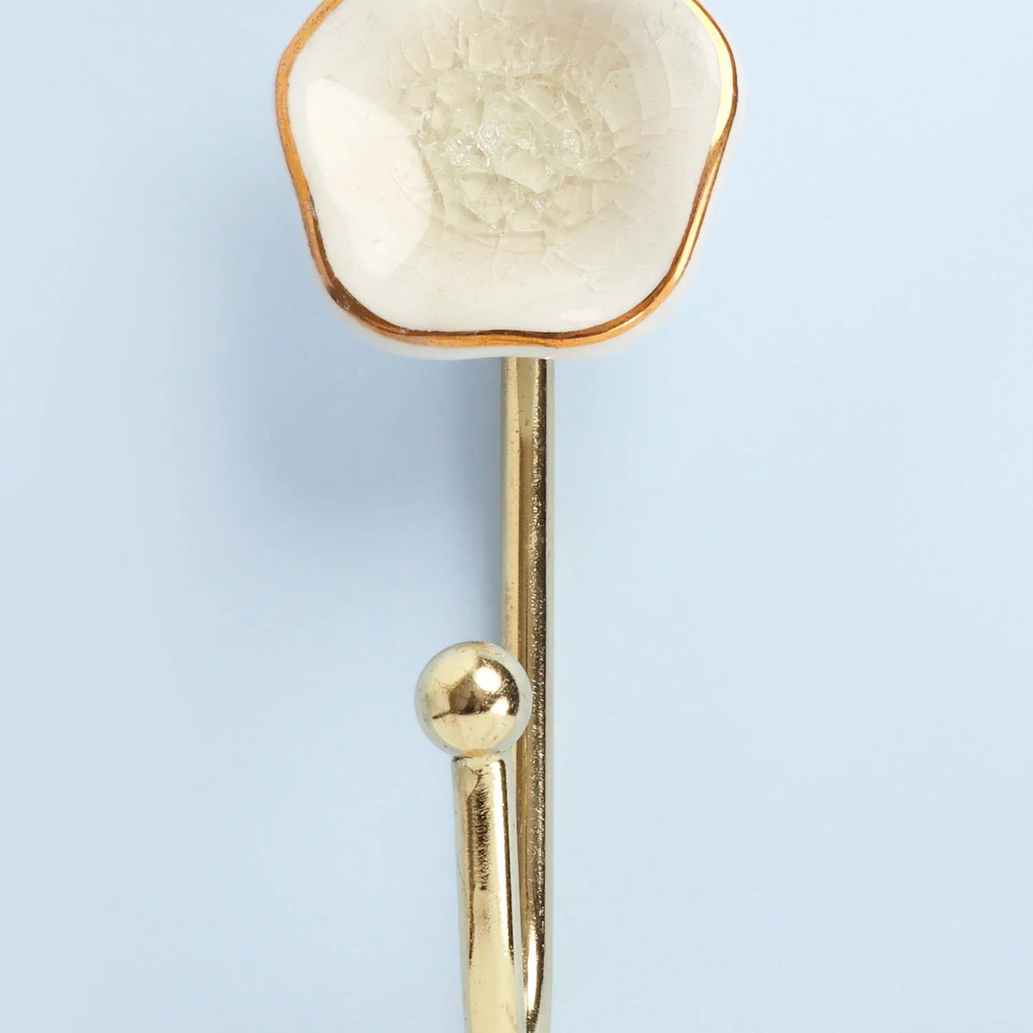 Tiffity Handmade & Hand-Painted Ceramic Wall Hook Crackle Glaze with Brass Detail - G Decor