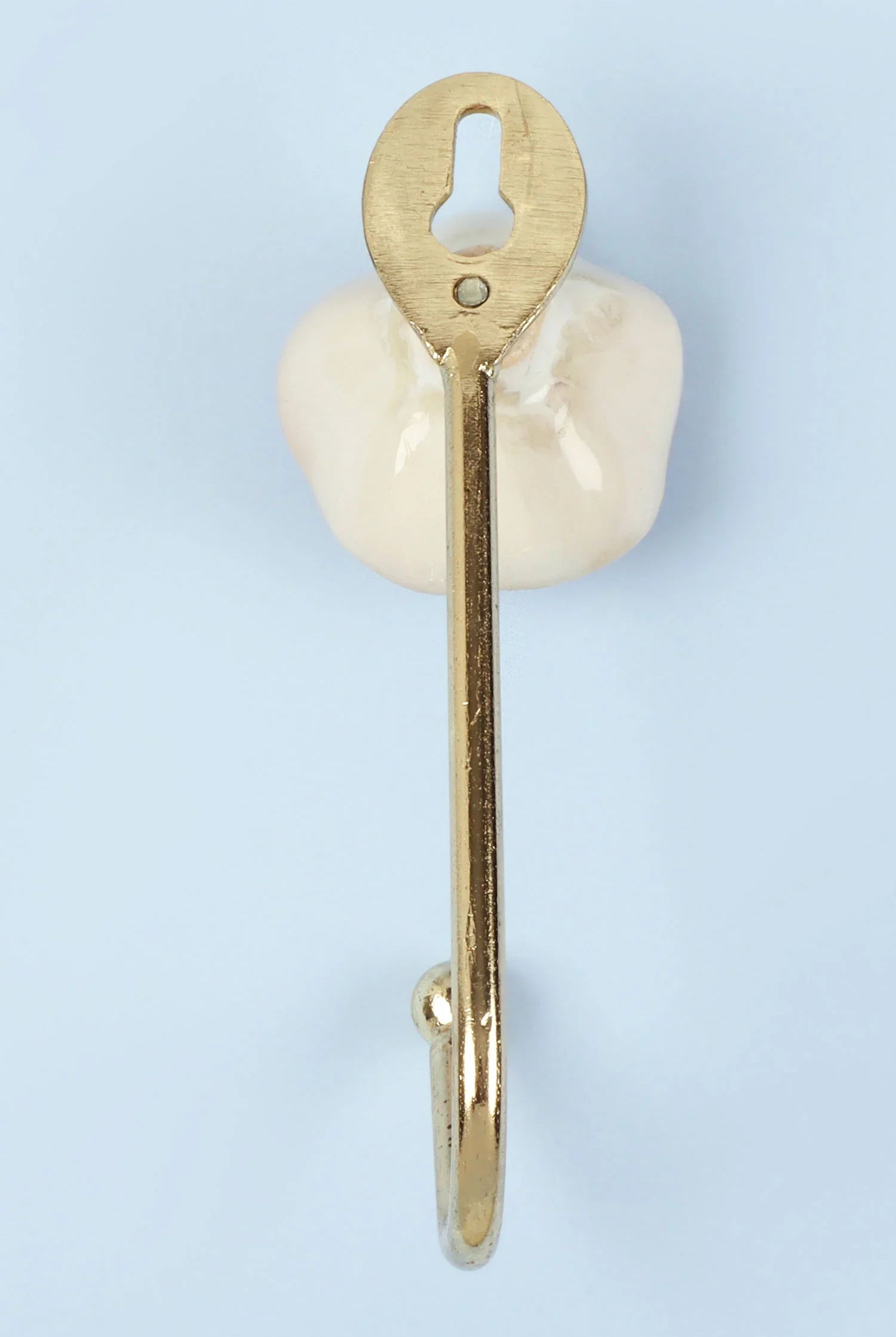 Tiffity Handmade & Hand-Painted Ceramic Wall Hook Crackle Glaze with Brass Detail - G Decor