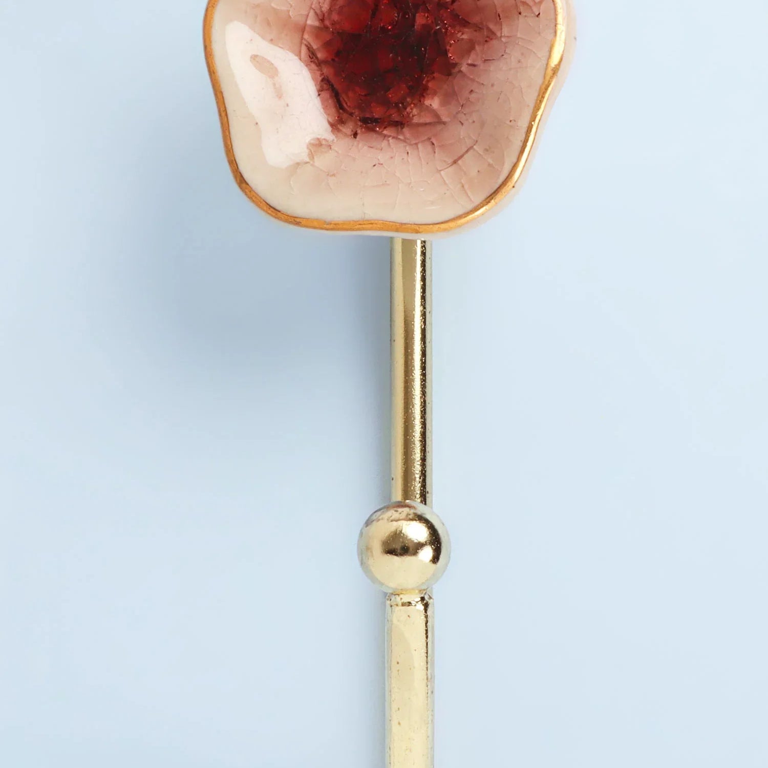 Tiffity Handmade & Hand-Painted Ceramic Wall Hook Crackle Glaze with Brass Detail - G Decor