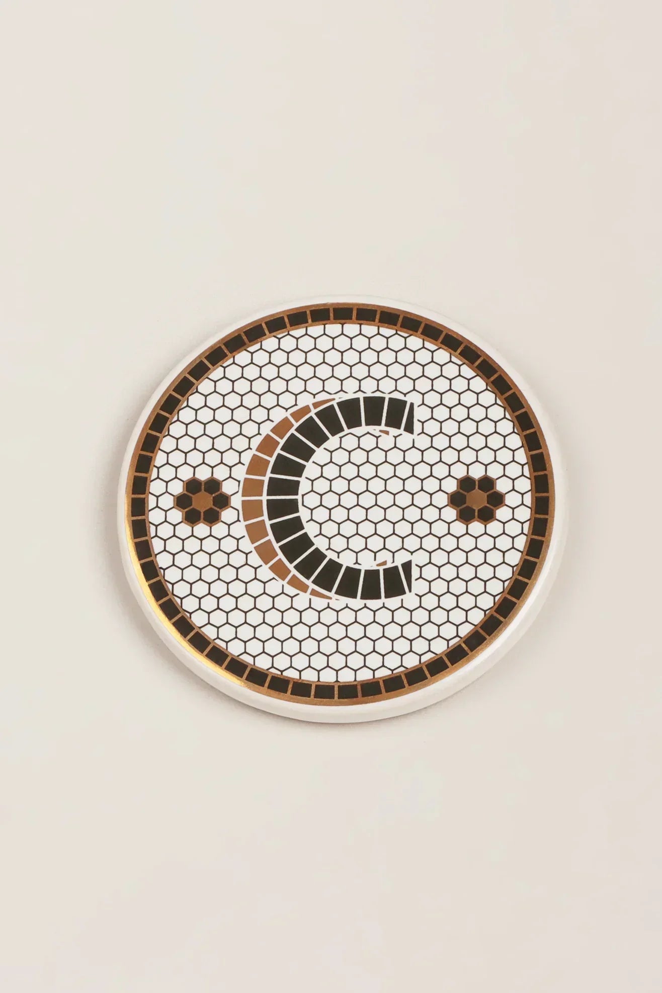 British Pub Tile Monogram Coasters in Black and Gold — view 5, G Decor