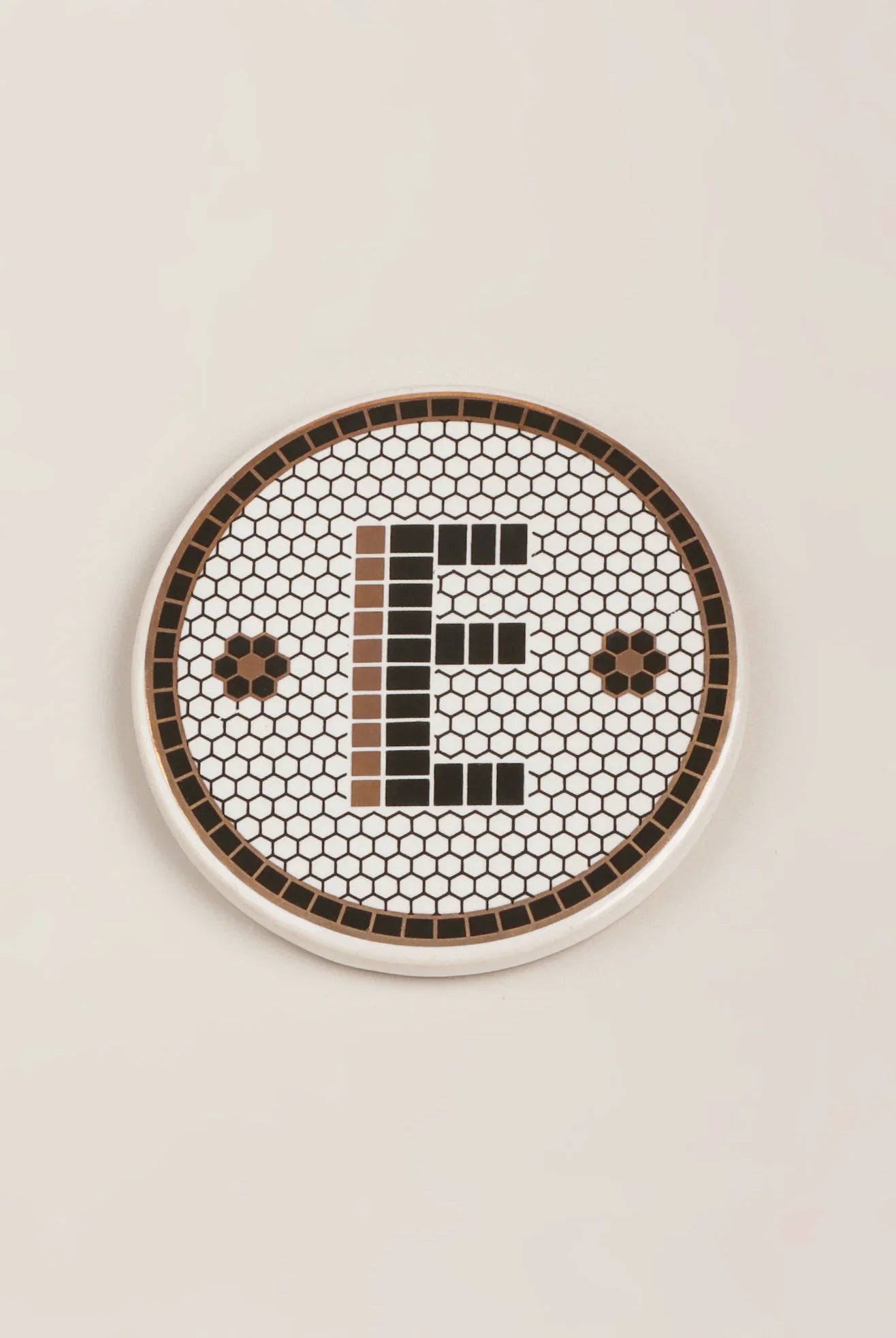 Traditional British Pub Black & Gold Tile Monogram Coasters Alphabet Initial Edition - G Decor